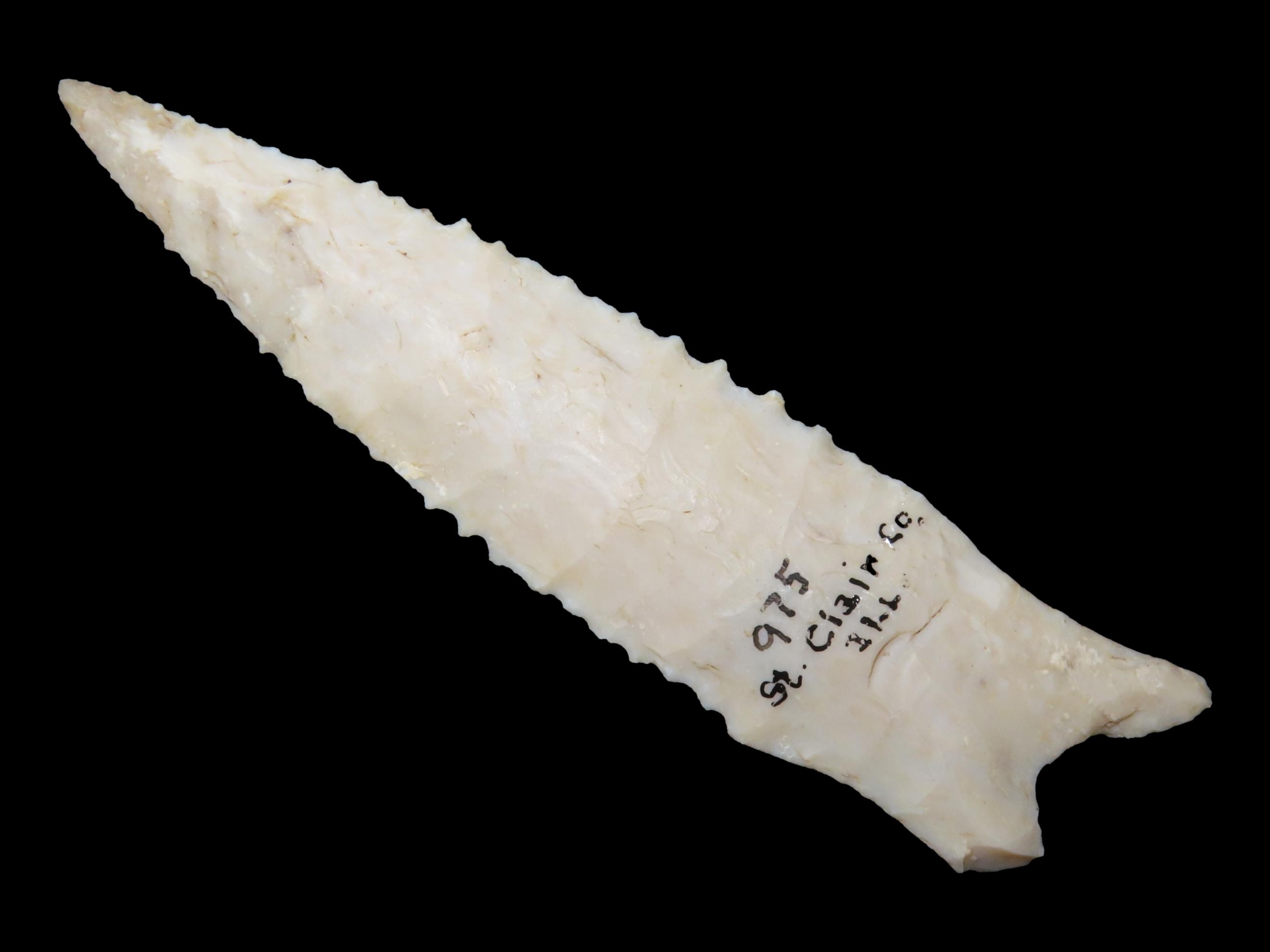 Incredible 4" Serrated Dalton, St. Clair Co. Illinois. Motley COA. Made from a beautiful piece of Avon chert. Impeccable flaking! Ex Floyd R