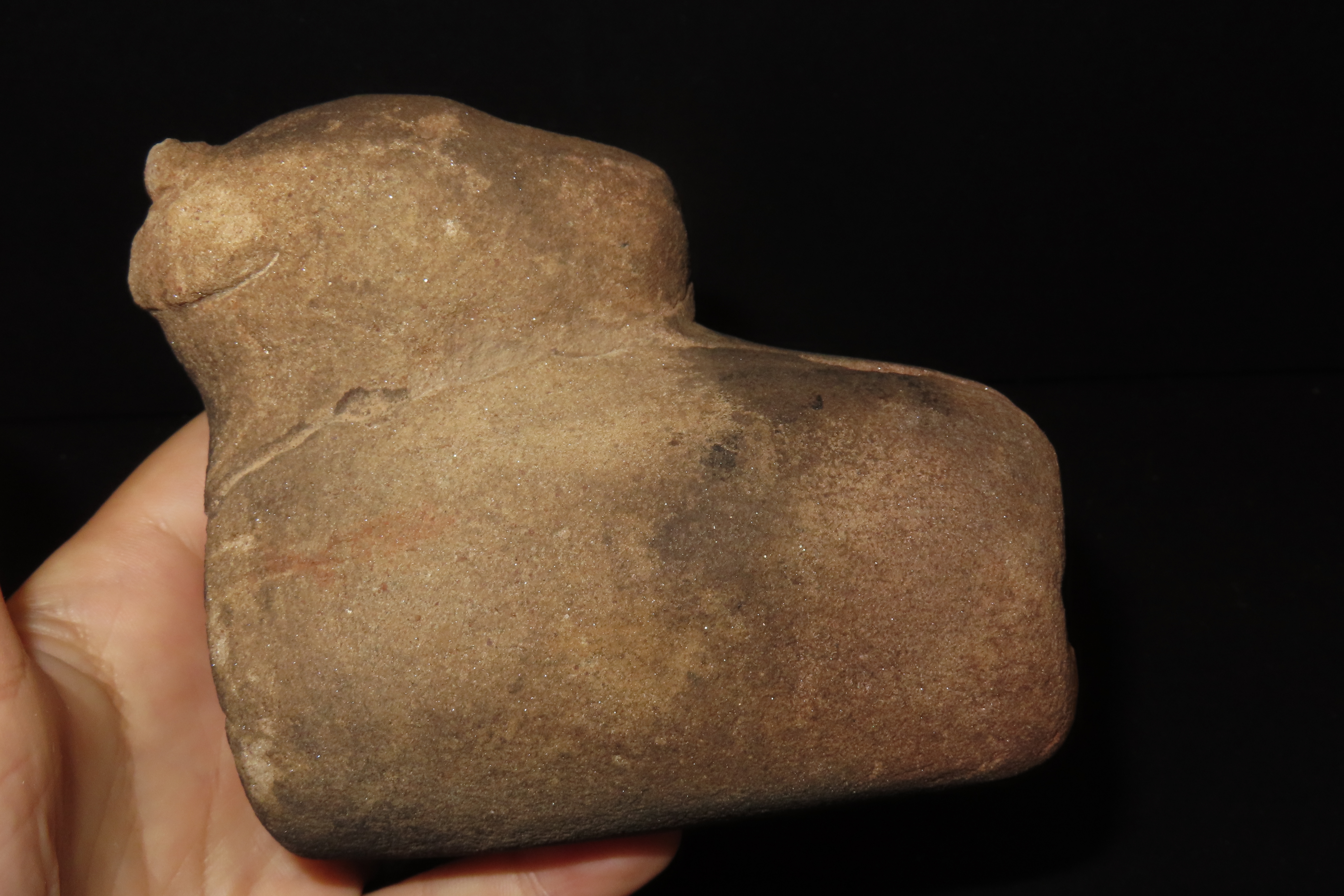 Phenomenal 5 5/16" Deer / Buffalo effigy Pipe found in Madison Co., Illinois. Motley COA. Ex Floyd Ritter Collection. Heavy no brainer patin
