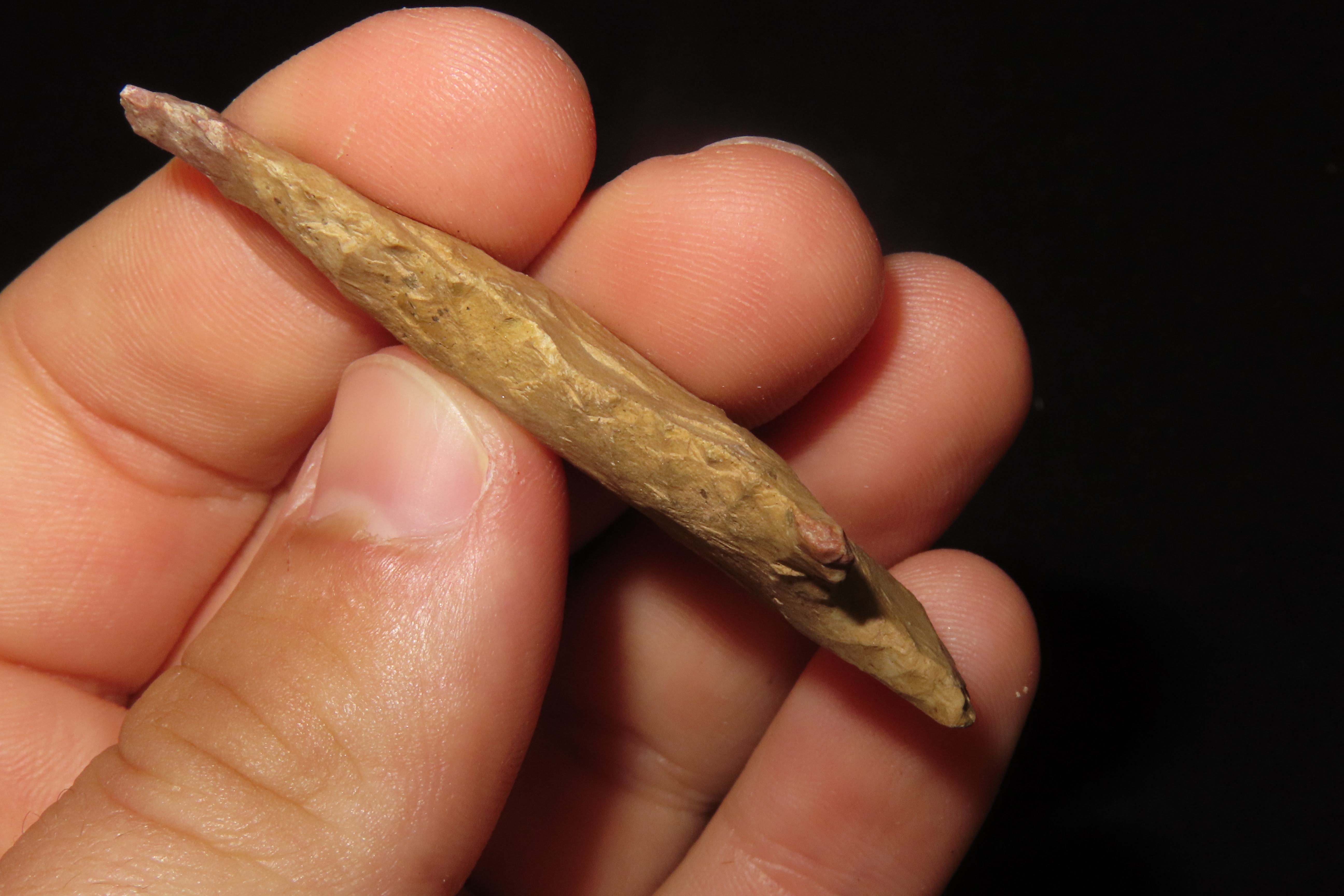 Nice 2 3/8" Florida Kirk Stemmed found in Pinellas County, FL. Ex Brian Boles Collection. Deep South Arrowhead.