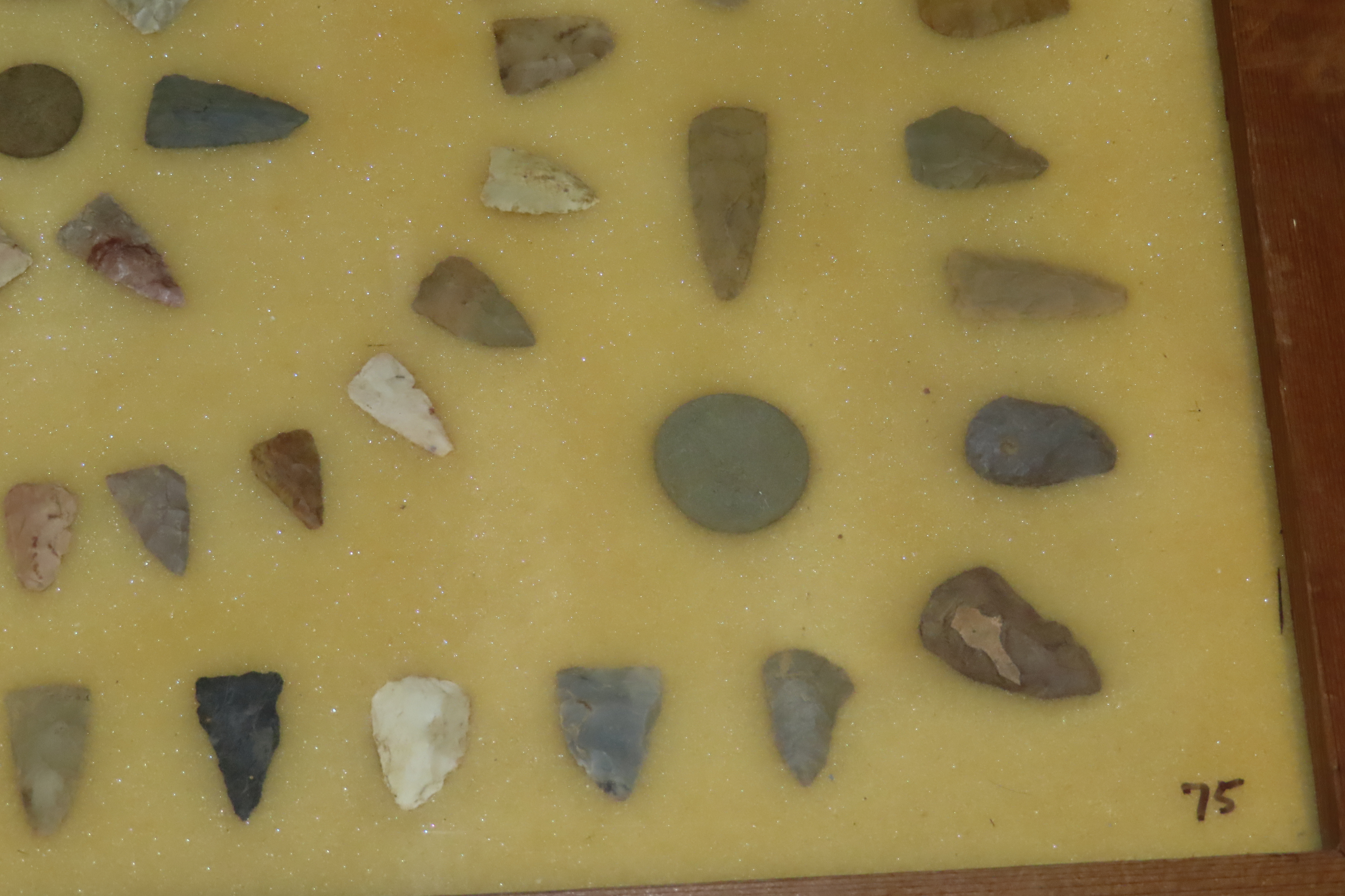 24" x 18" Frame full of Arrowheads found in Wayne & Hardin County Tennessee by Boyd Cole. Indian Artifact Collection, Knife, Blade, Spear.