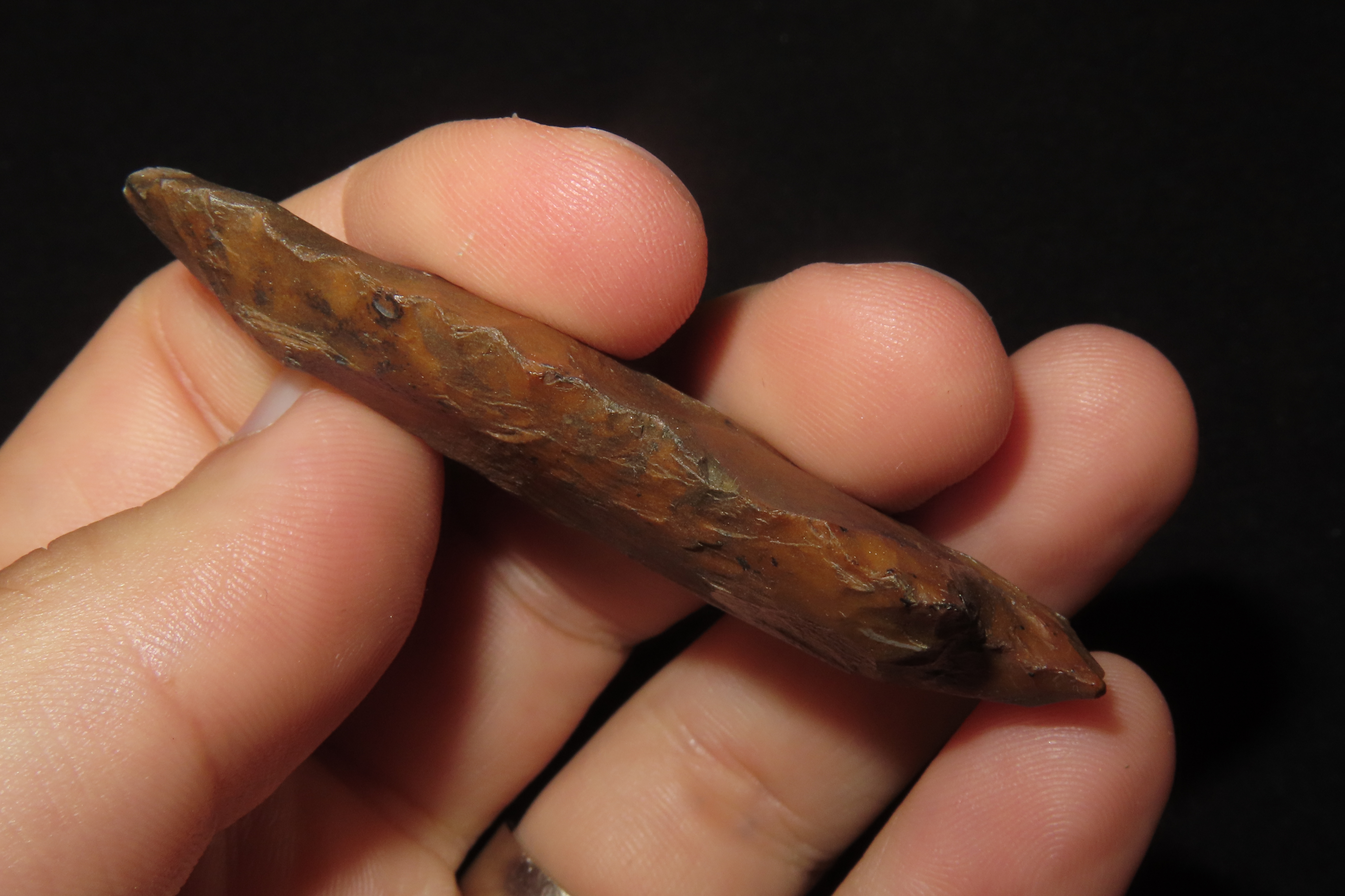 Colorful 2 5/8" River Stained Florida Candy Cottonbridge found in Pinellas County, FL. Ex Brian Boles Collection. Deep South Arrowhead.