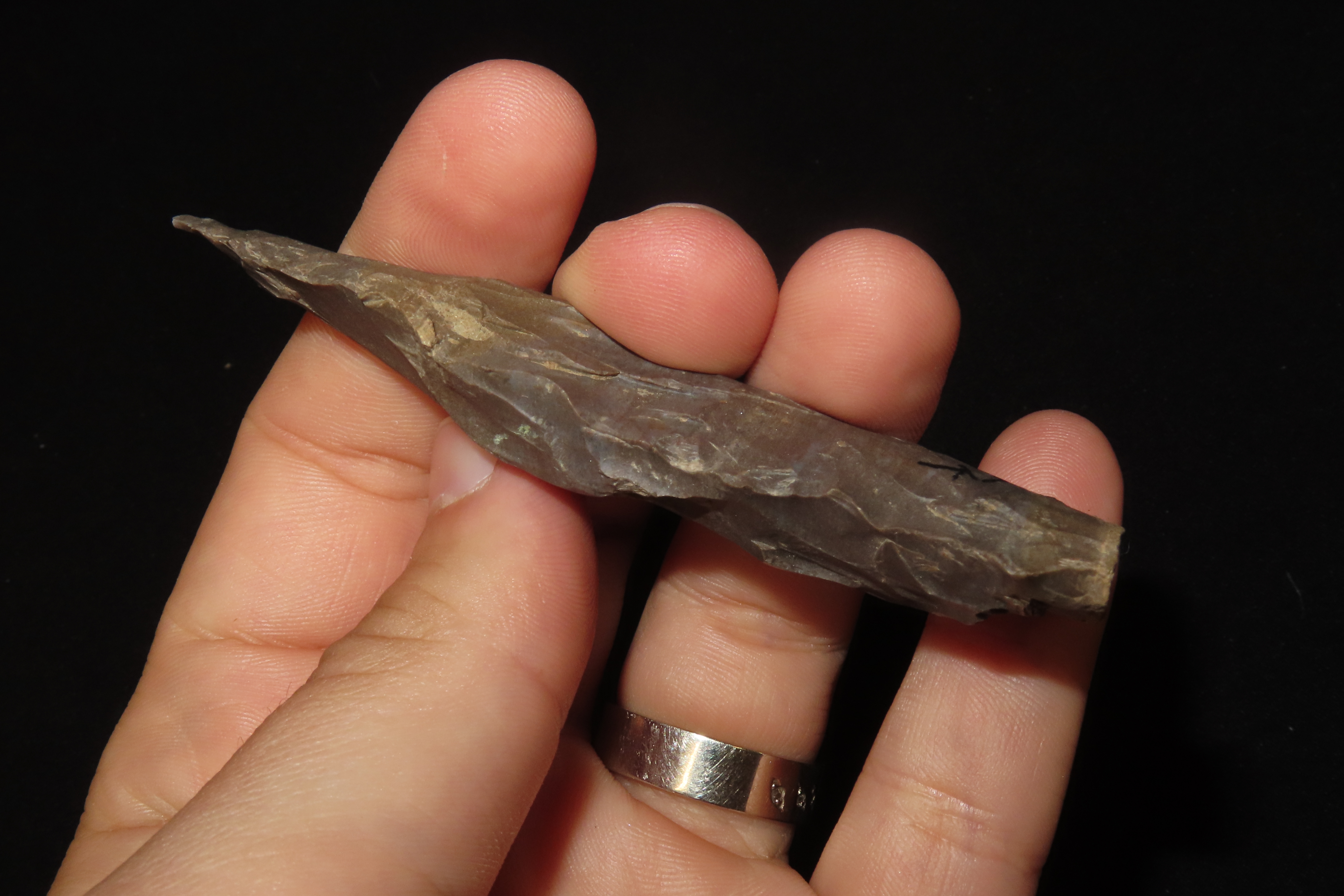 3 1/2" Eccentric Flint Dagger / Duck River Sword found in Hardin Co., Tennessee.