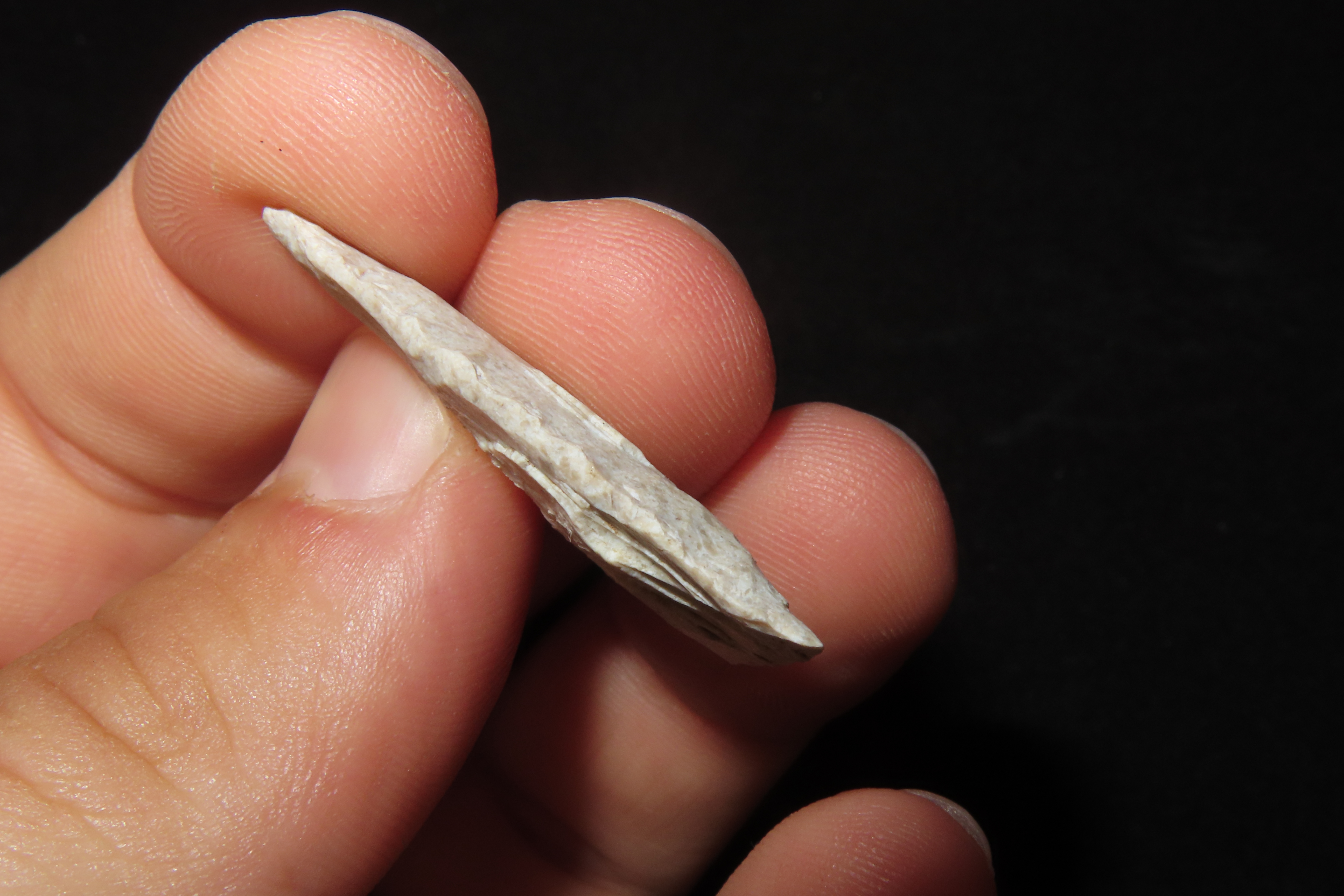 Perfect Florida Pinellas Triangle found in Pasco County, Fl. Finely Flaked example. Ex Brian Boles Collection. Deep South Arrowhead.