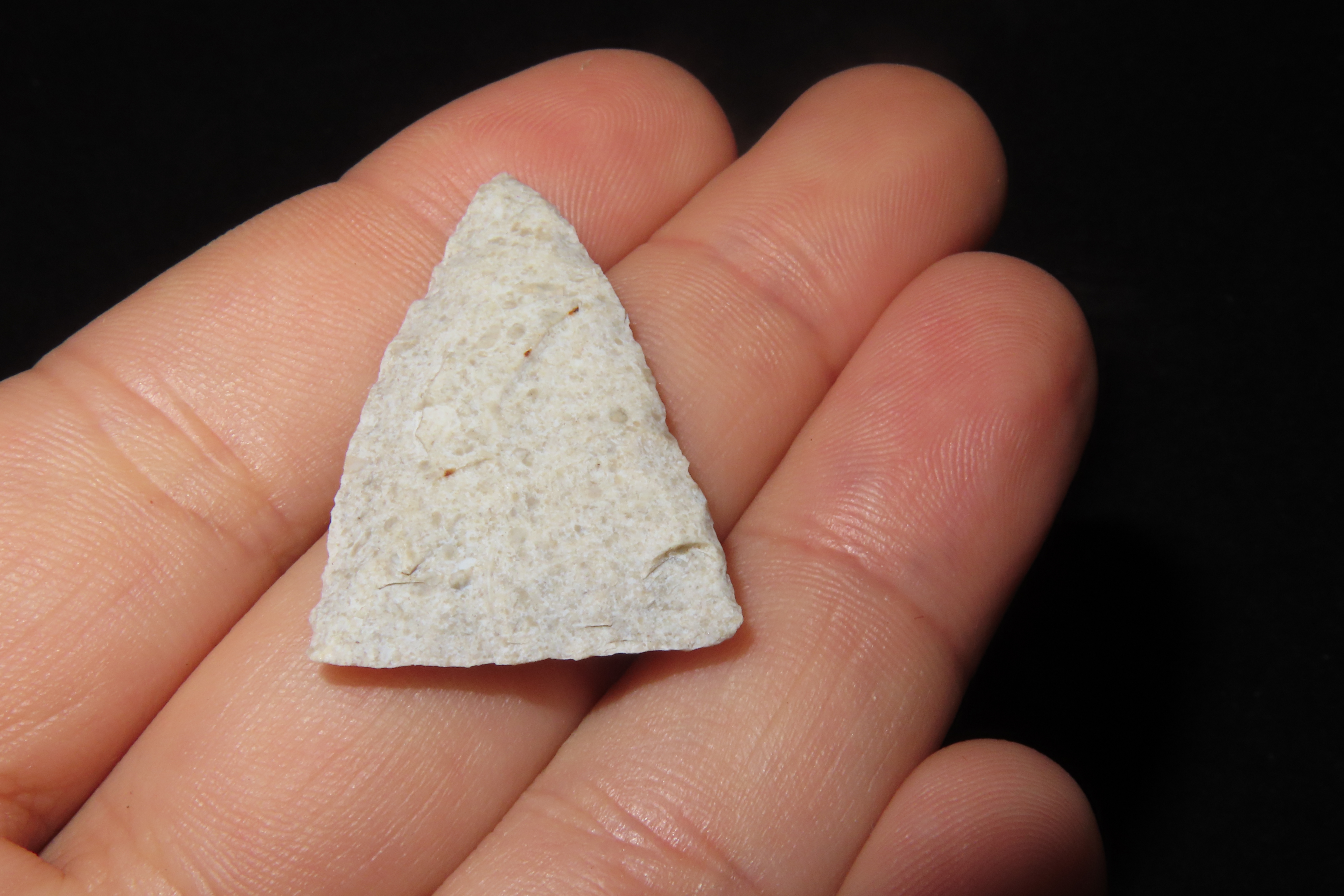 Perfect Florida Pinellas Triangle found in Pasco County, Fl. Finely Flaked example. Ex Brian Boles Collection. Deep South Arrowhead.
