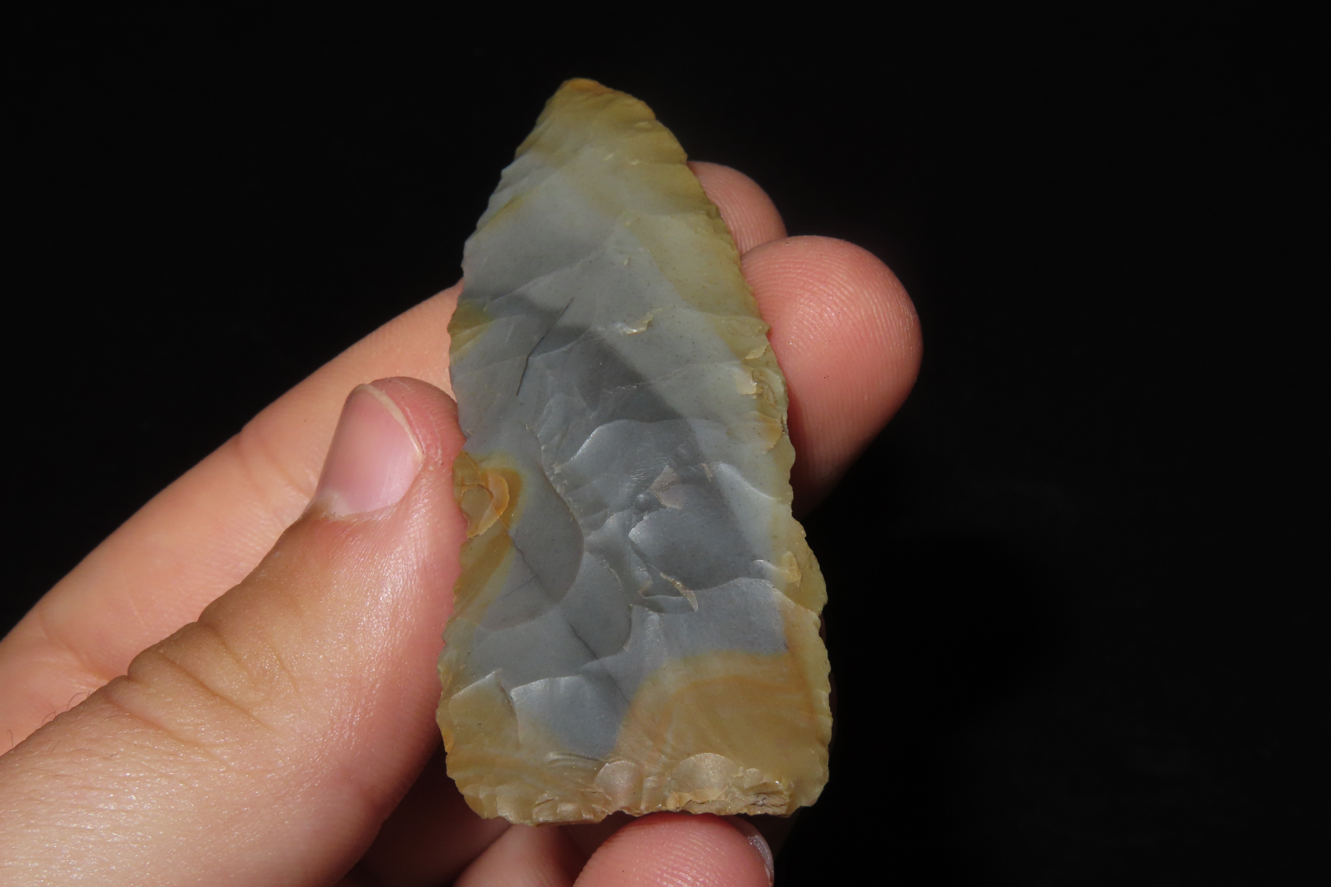 Colorful 3" Copena found in Lauderdale Co., Alabama. Very nice example with Great Color! Bangor Chert.