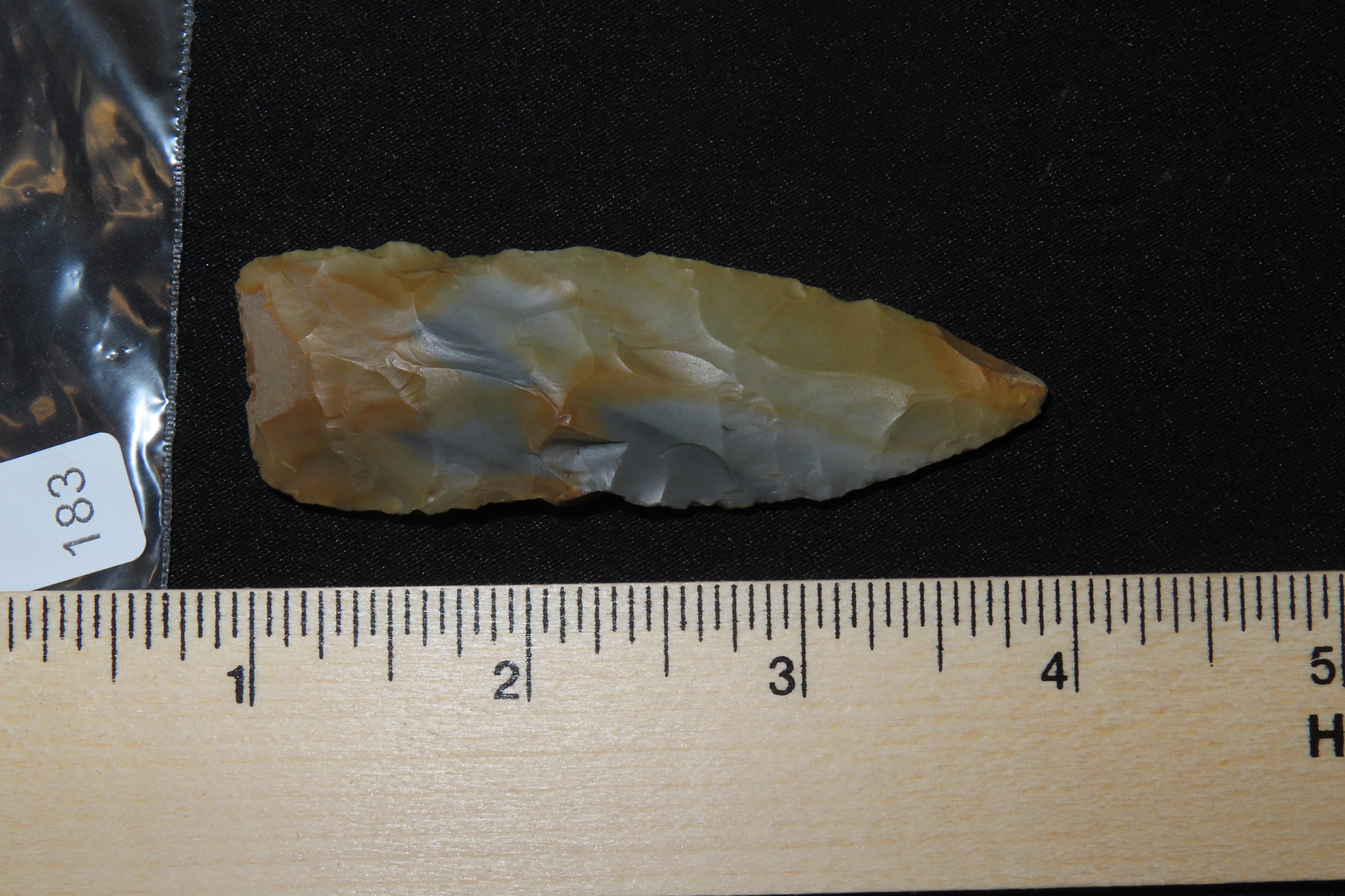 Colorful 3" Copena found in Lauderdale Co., Alabama. Very nice example with Great Color! Bangor Chert.