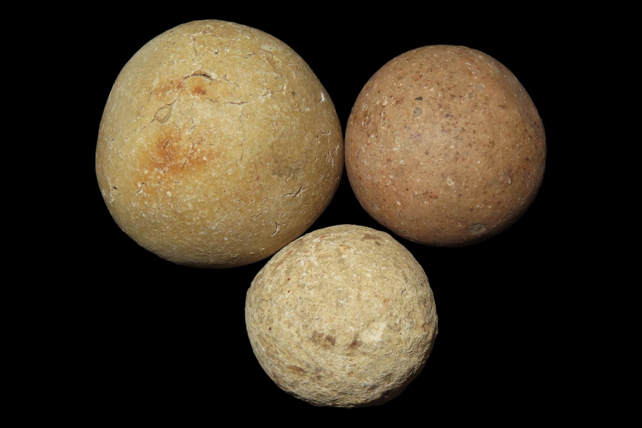 Group of 3 Hardstone Game Balls found in Western Kentucky. Nice examples.