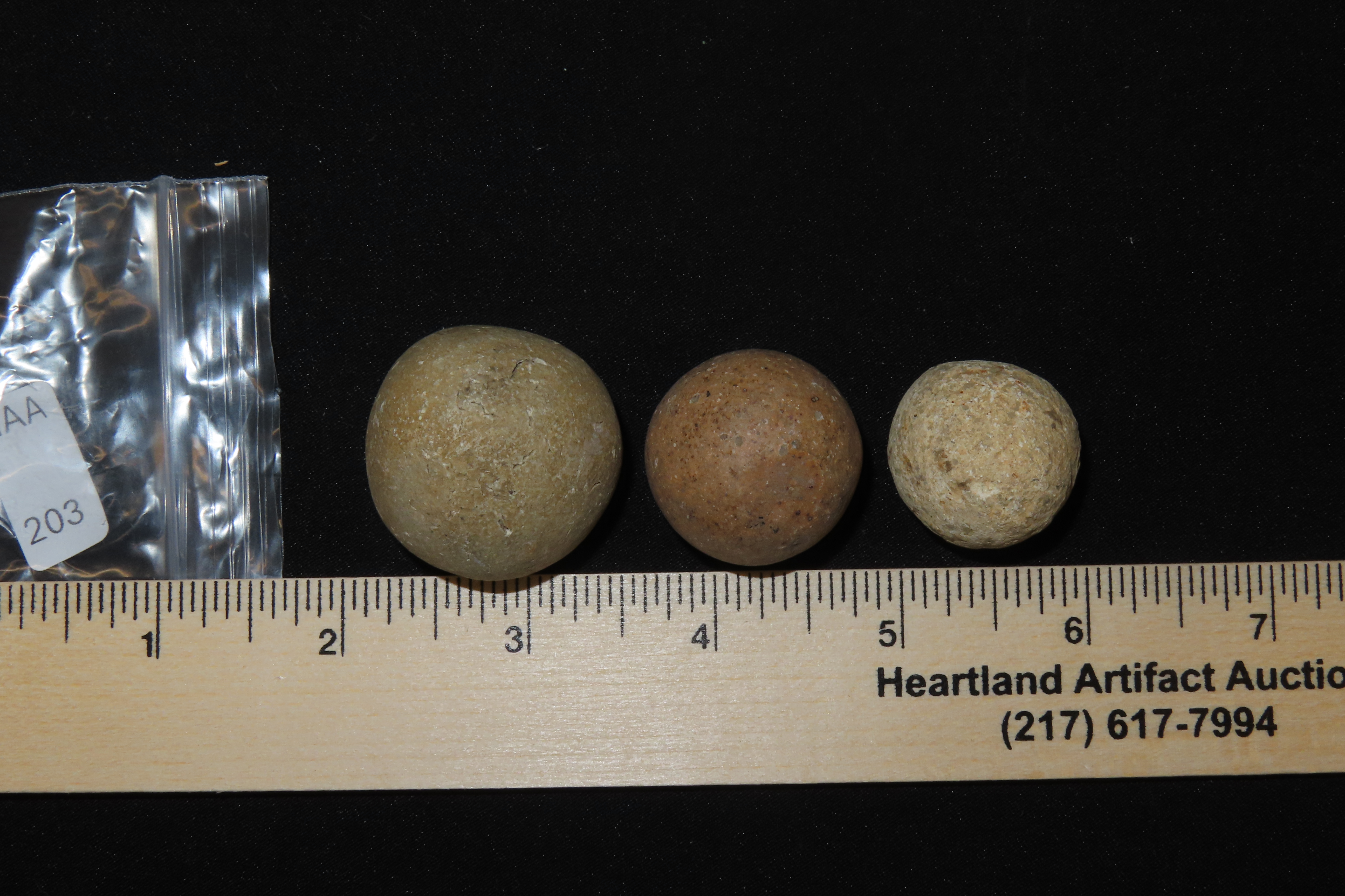Group of 3 Hardstone Game Balls found in Western Kentucky. Nice examples.