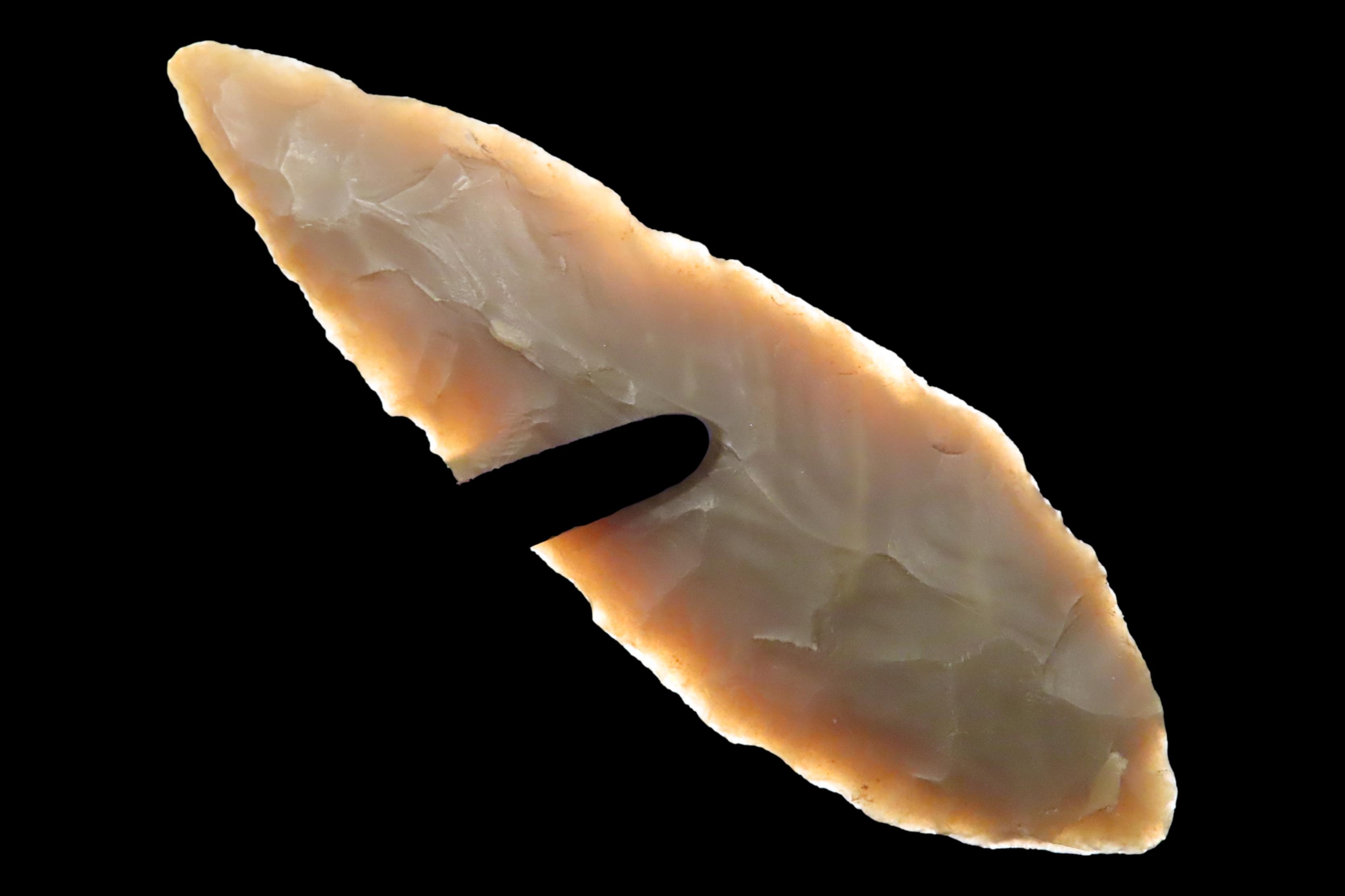 Amazing 2 7/8" Texas Rootbeer flint Lerma Knife / Willow Leaf Blade found in Uvlade County, TX. Nice Translucent example!