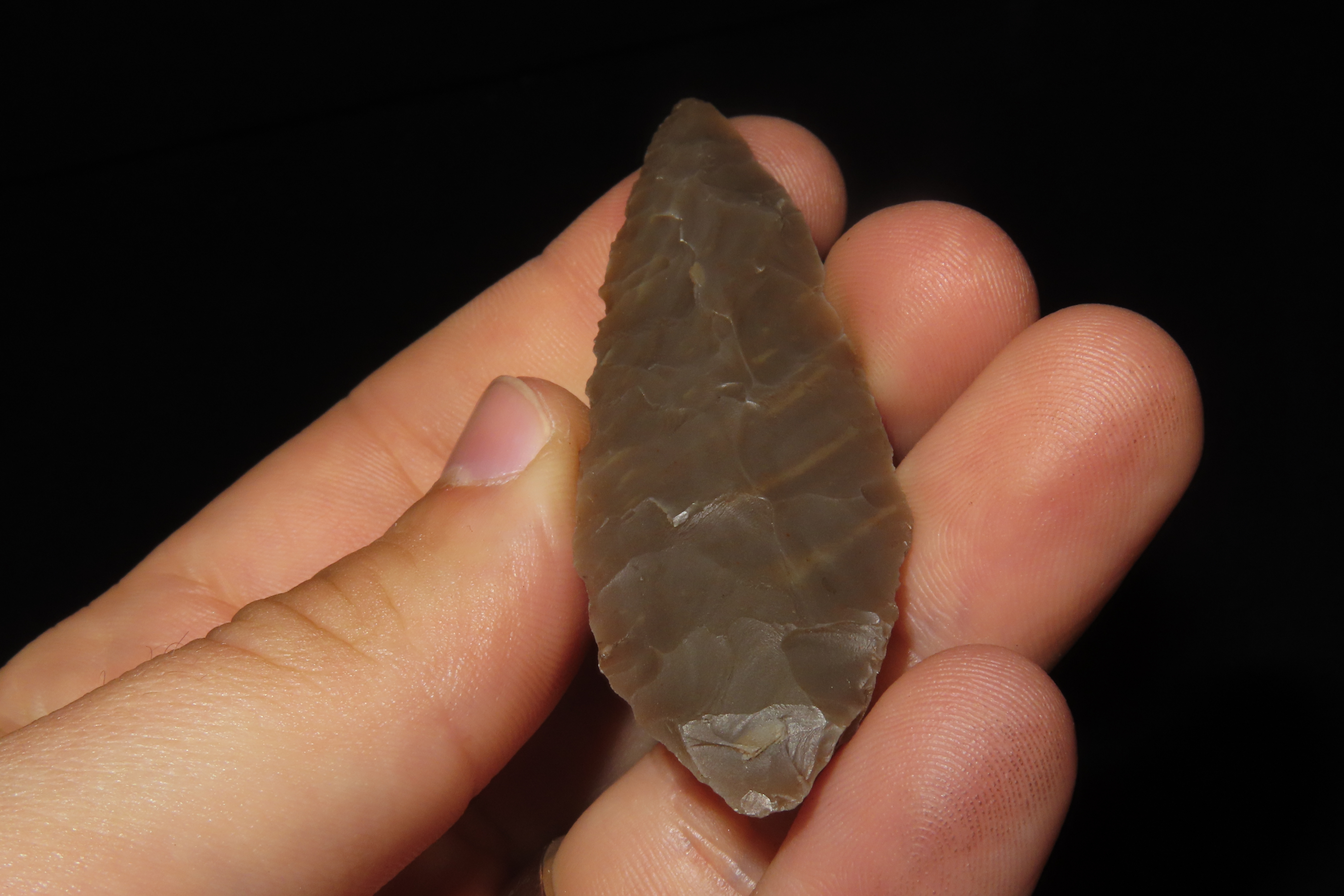Amazing 2 7/8" Texas Rootbeer flint Lerma Knife / Willow Leaf Blade found in Uvlade County, TX. Nice Translucent example!