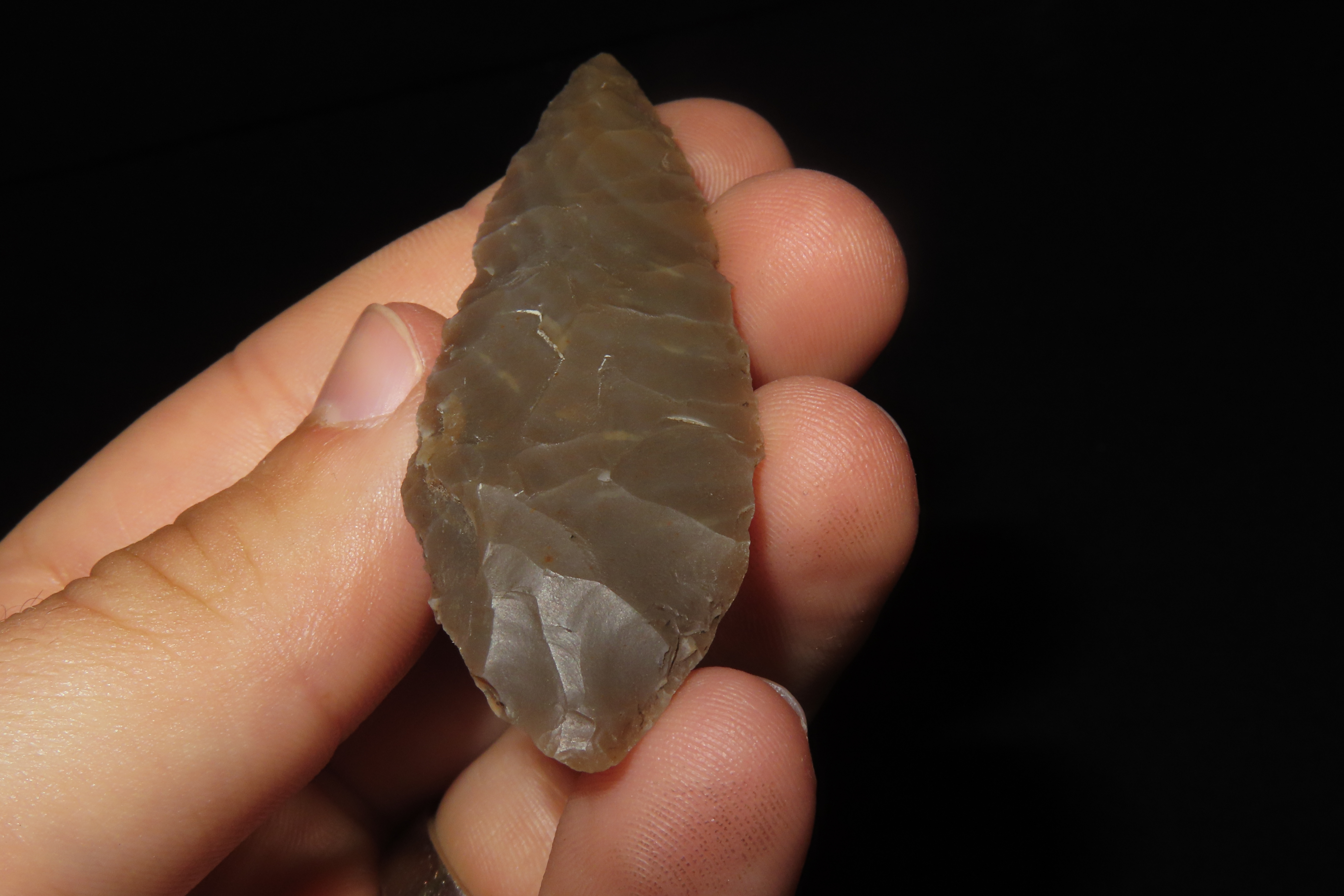 Amazing 2 7/8" Texas Rootbeer flint Lerma Knife / Willow Leaf Blade found in Uvlade County, TX. Nice Translucent example!