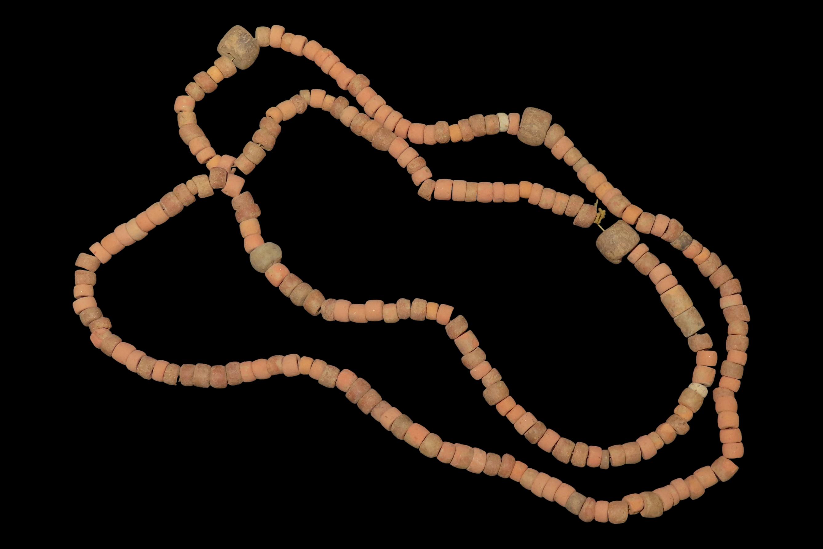 28" Hohokam / Mimbres Drilled Bead Necklace found in New Mexico. Ex Jonathan parks Collection.