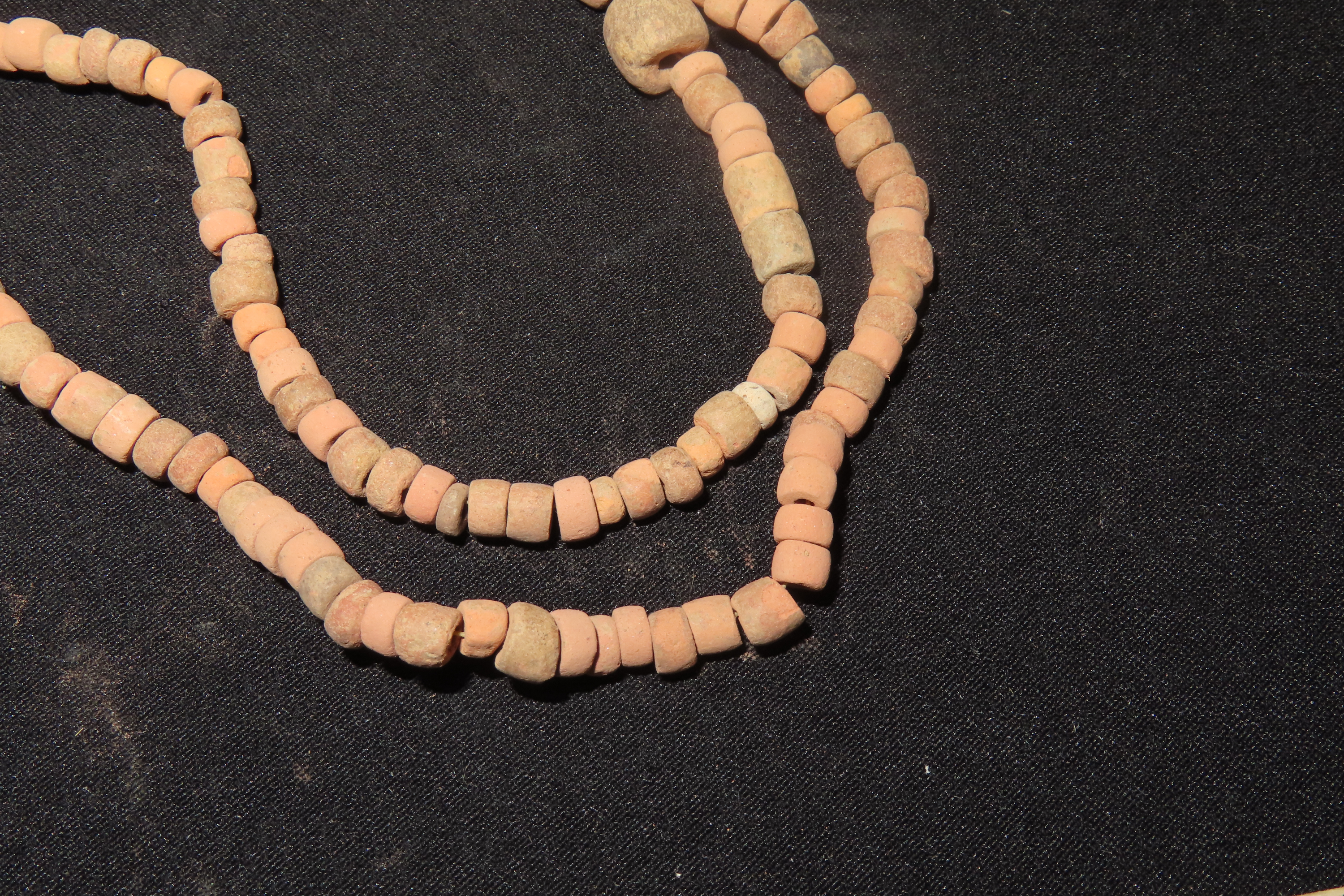 28" Hohokam / Mimbres Drilled Bead Necklace found in New Mexico. Ex Jonathan parks Collection.
