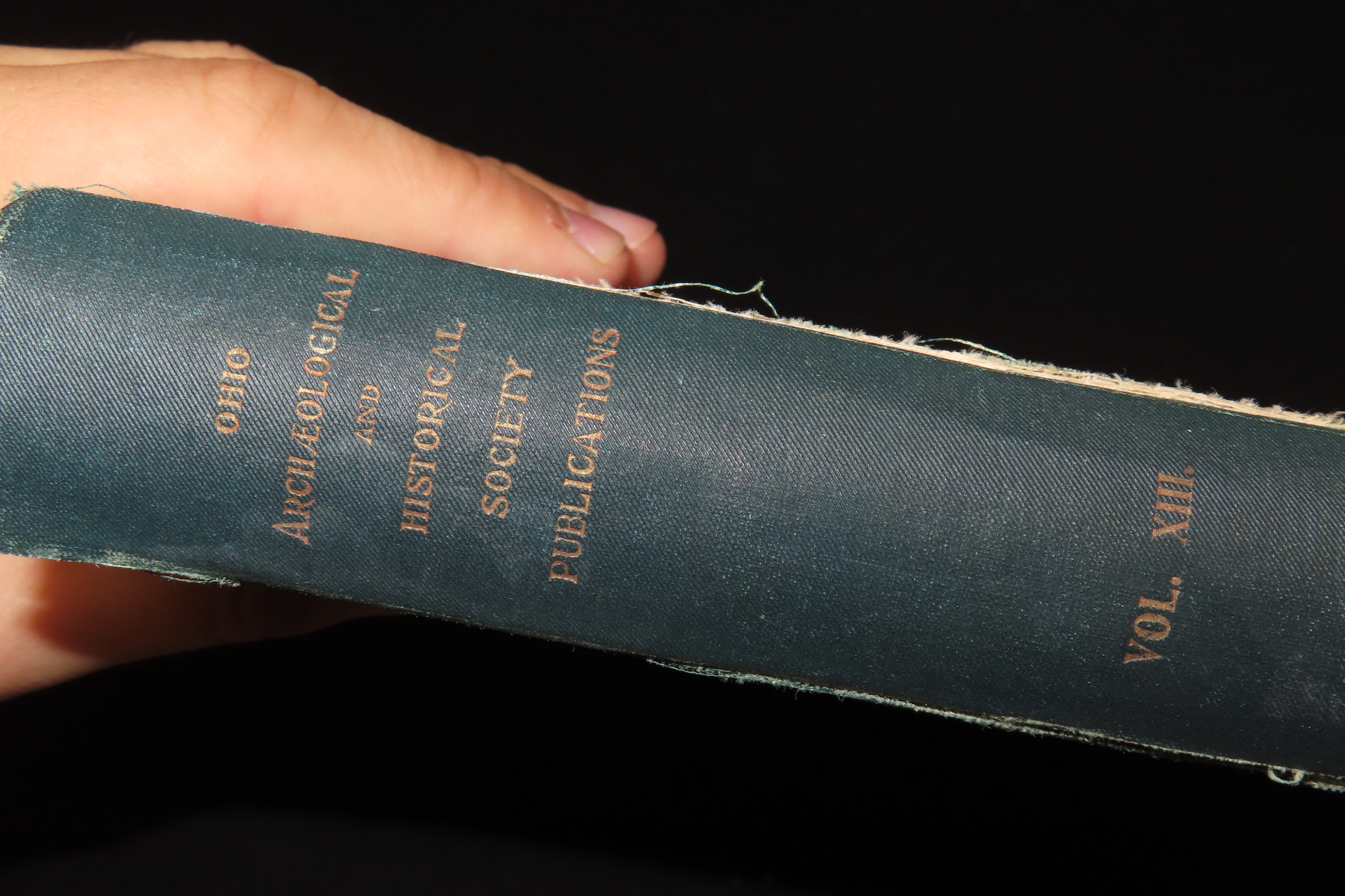 1904 FIRST EDITION HARDBACK; OHIO ARCHAEOLOGICAL AND HISTORICAL SOCIETY PUBLICATIONS VOLUME 13, GARTNER MOUND EDITION, 585 PAGES. COVER SEPE