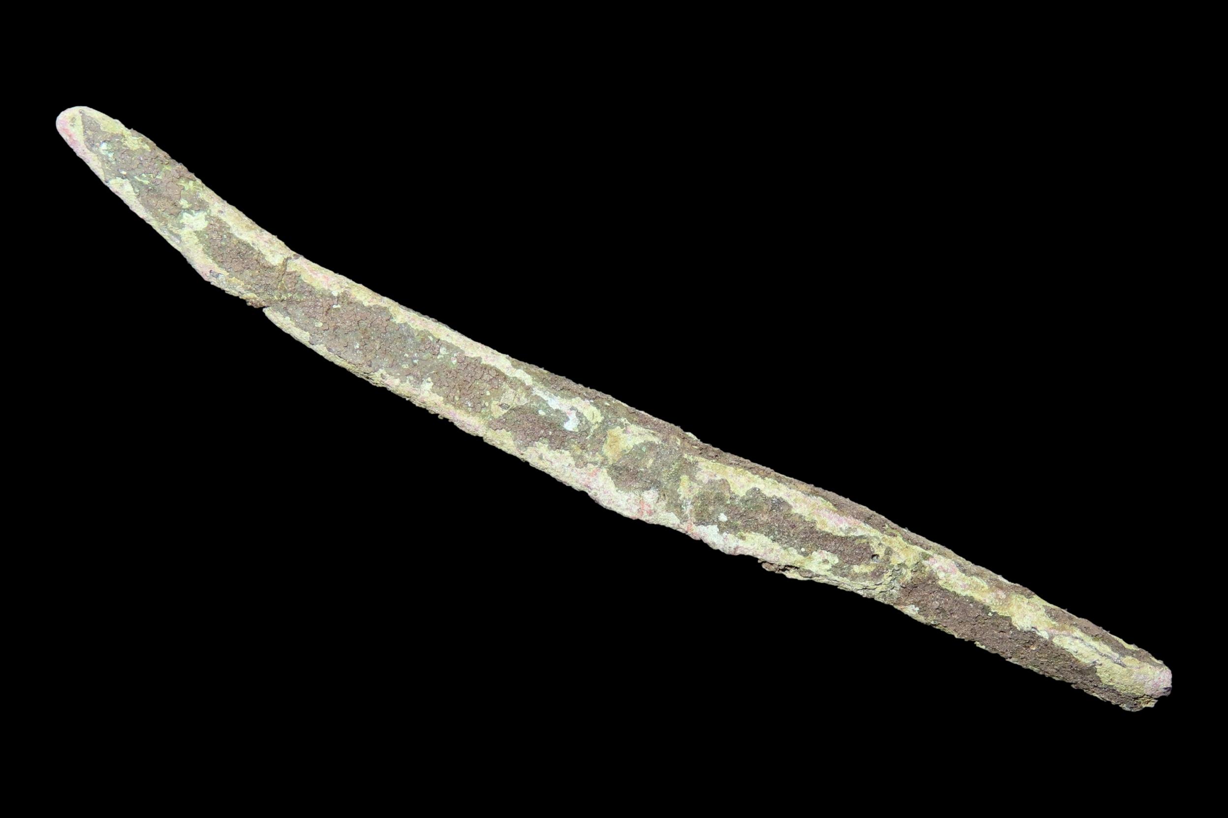 2 7/16" OCC Copper Awl / Pin found in Michigan. Squared sides and heavy patination.