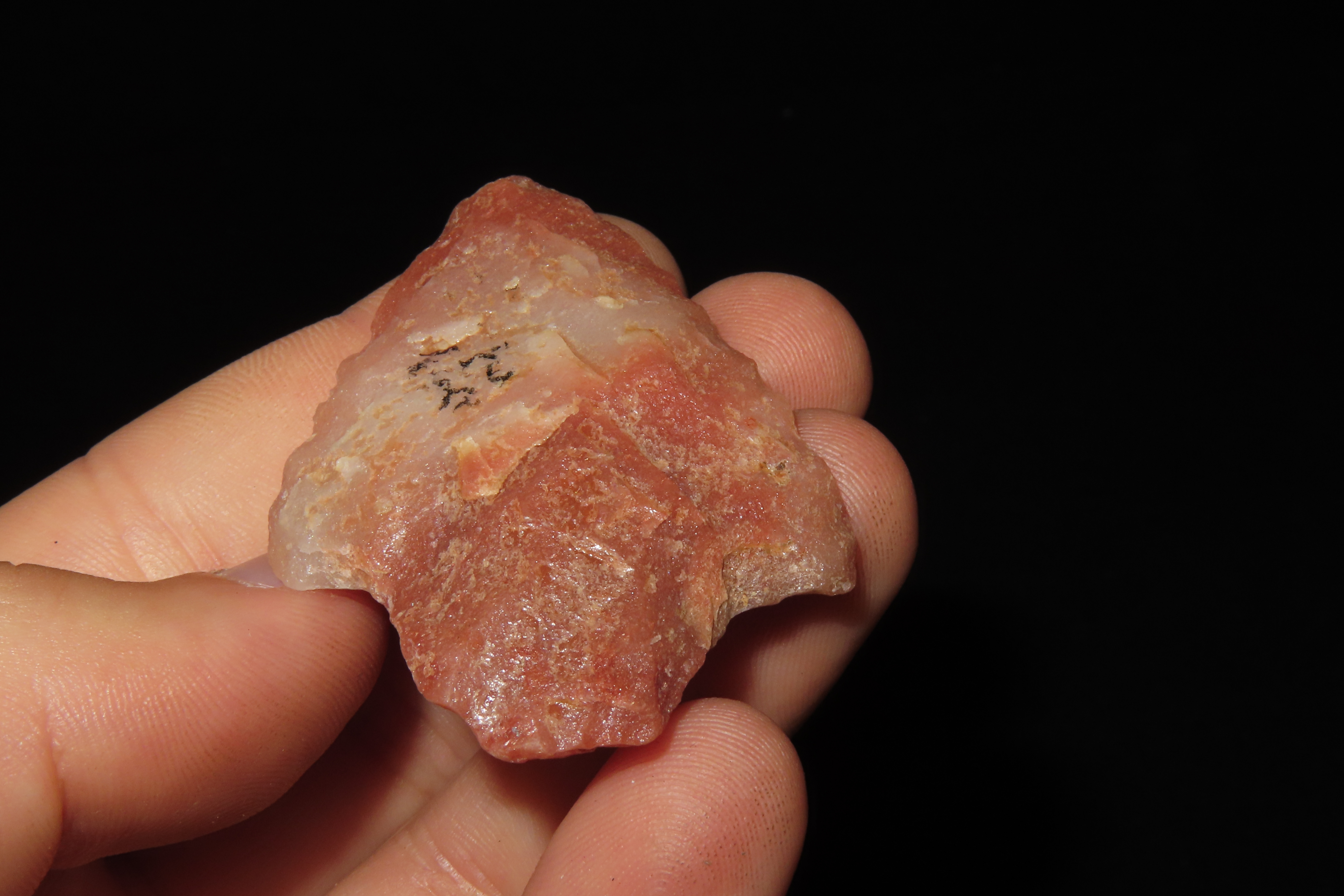 Colorful Florida Marion / Newnan found in Pasco County, FL. Red & Pink Quartz. Ex Brian Boles Collection. Deep South Arrowhead.
