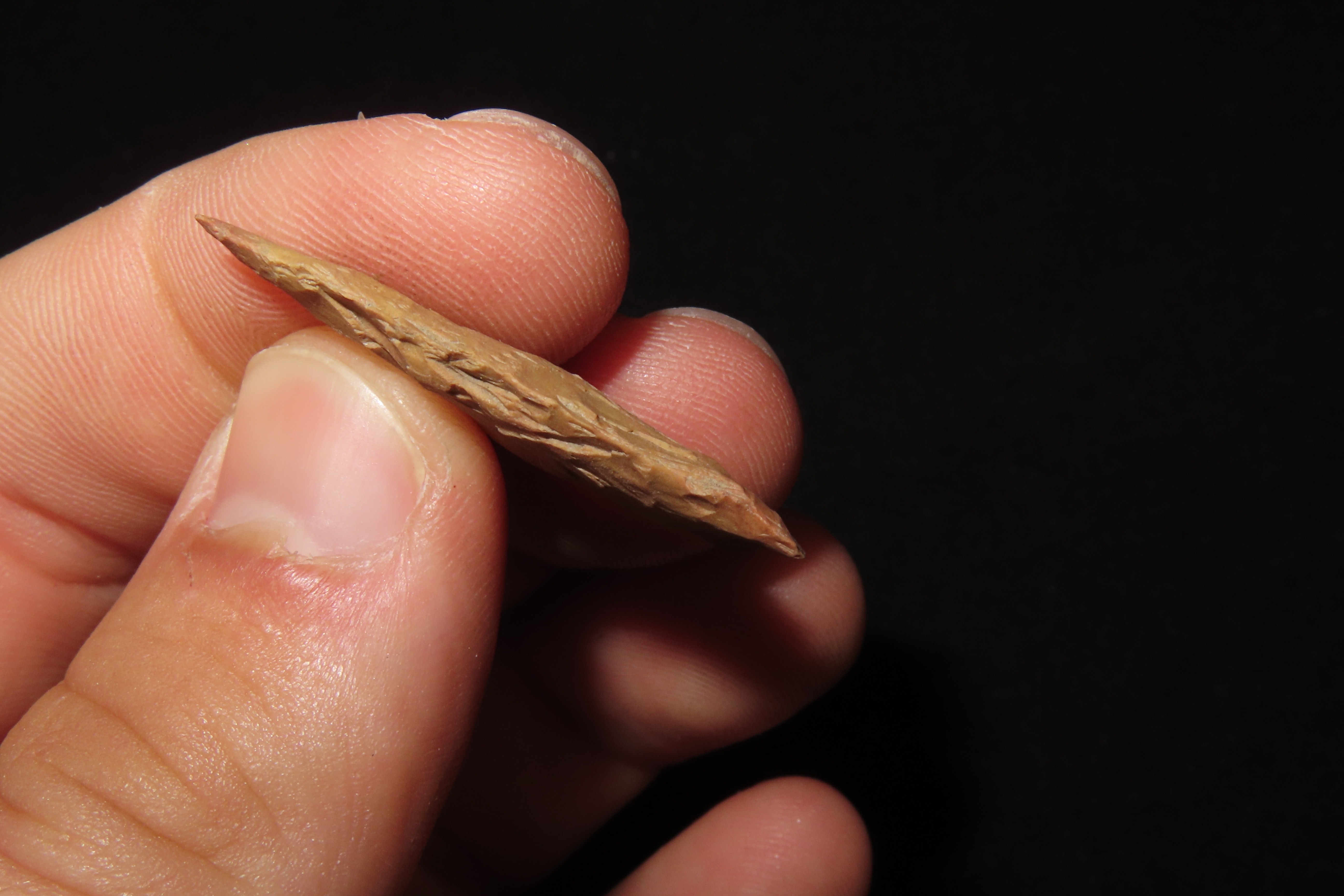 Nice Cahokia Triangle found in Madison County Illinois. Colorful, thin, and well flaked example.