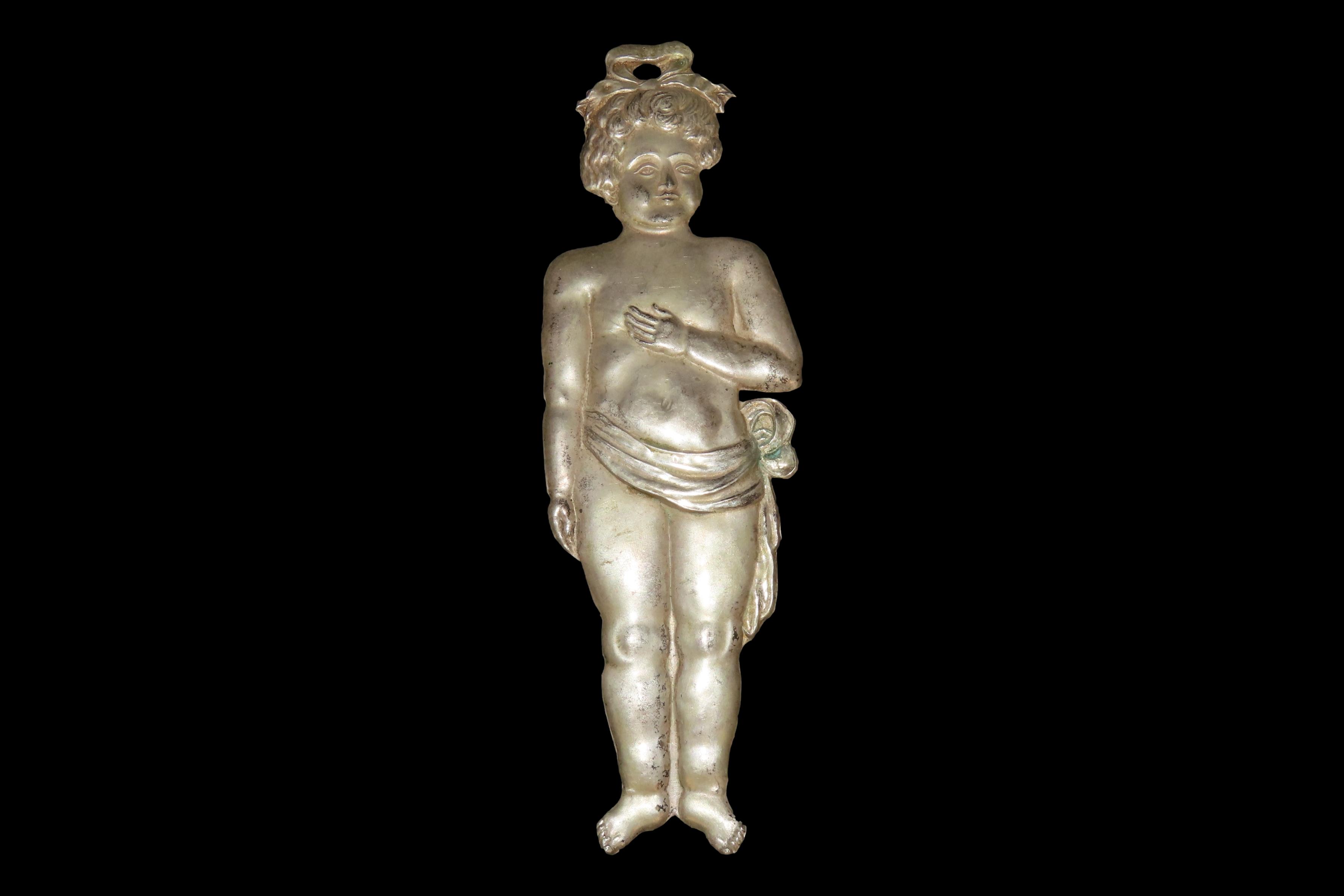 8" Long Vintage 1800's Silver Ex Voto Milagro Pendant. Colonial Era Religeous Offerings for Well Being, Healing, or Giving Thanks for a Mira