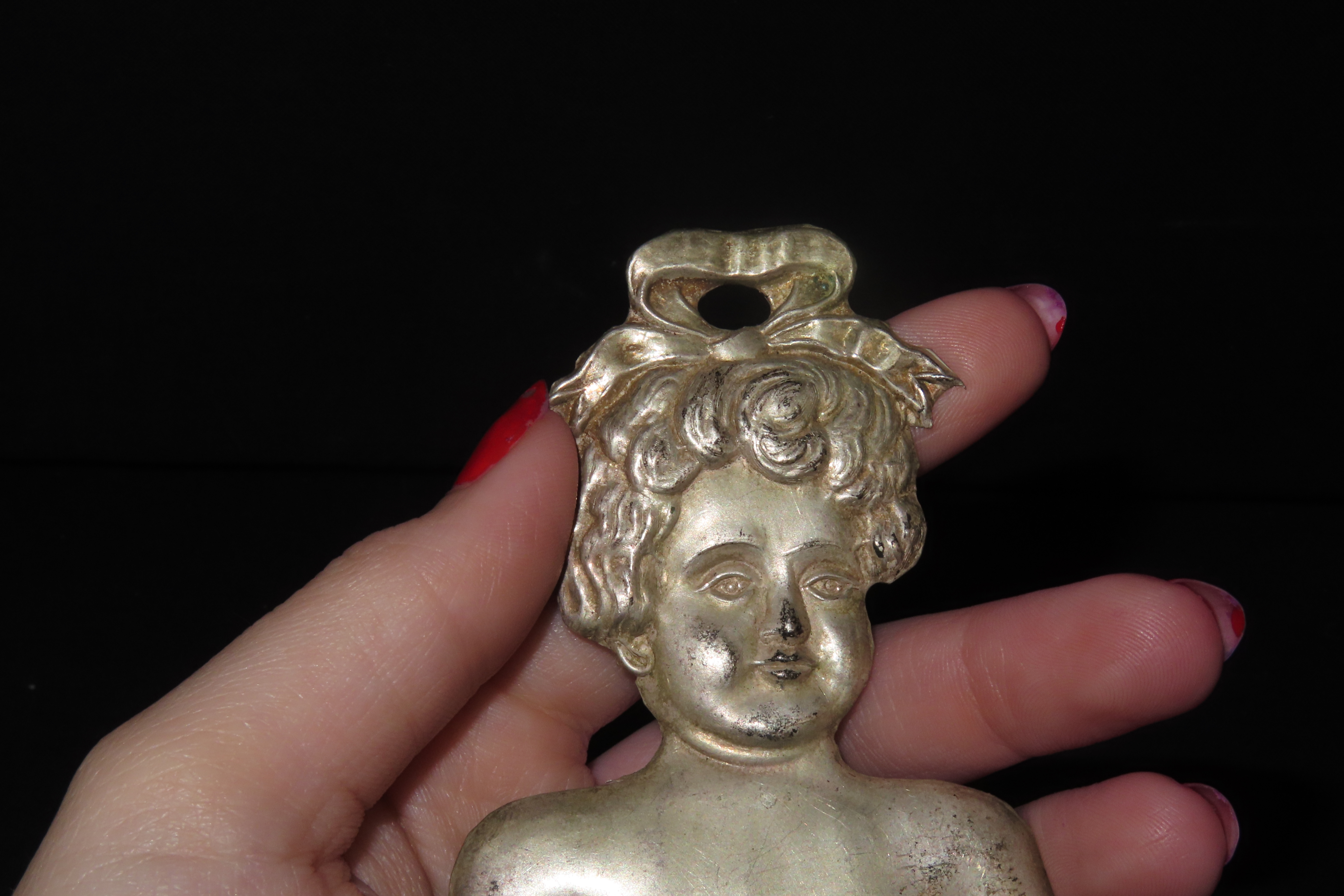 8" Long Vintage 1800's Silver Ex Voto Milagro Pendant. Colonial Era Religeous Offerings for Well Being, Healing, or Giving Thanks for a Mira
