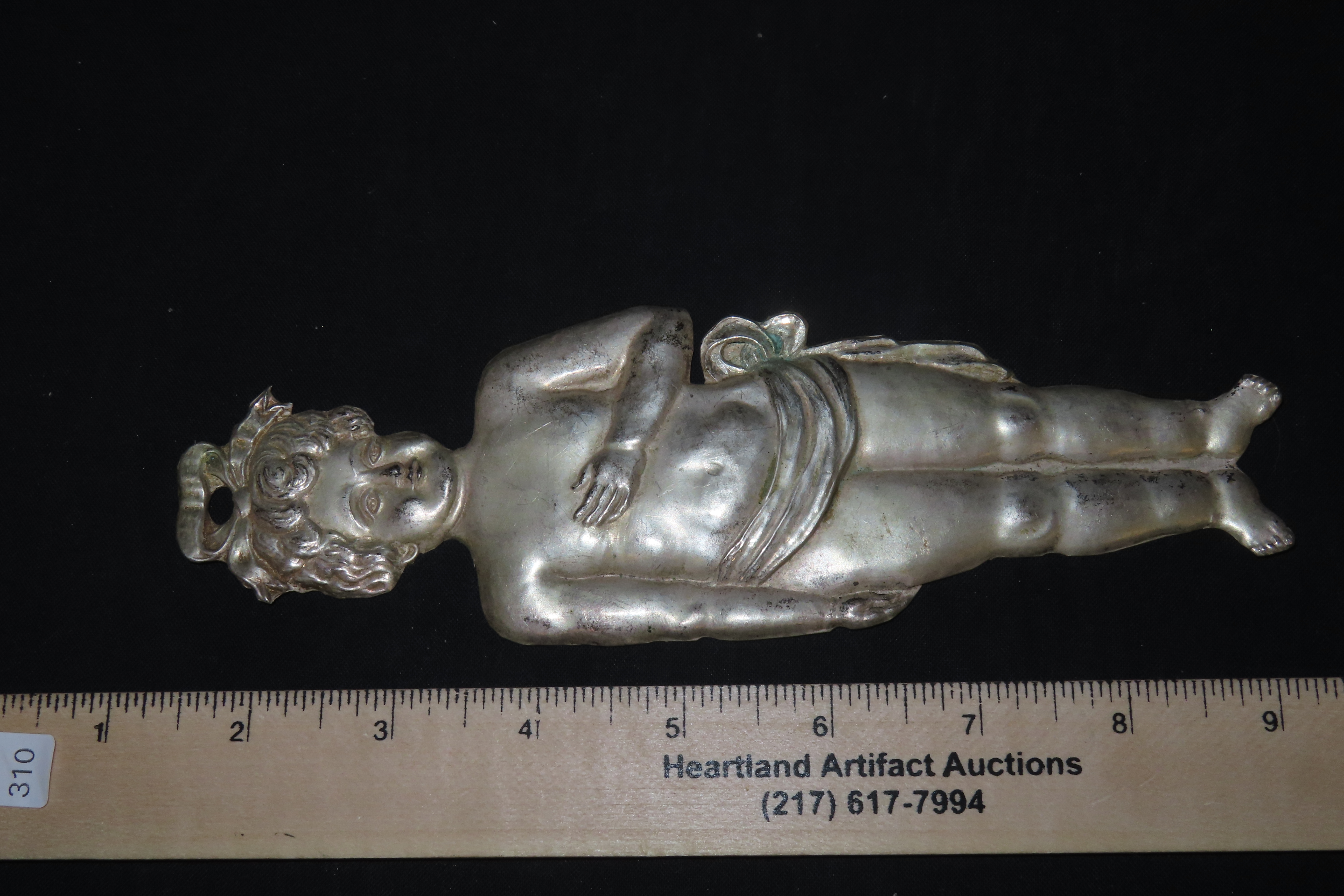 8" Long Vintage 1800's Silver Ex Voto Milagro Pendant. Colonial Era Religeous Offerings for Well Being, Healing, or Giving Thanks for a Mira