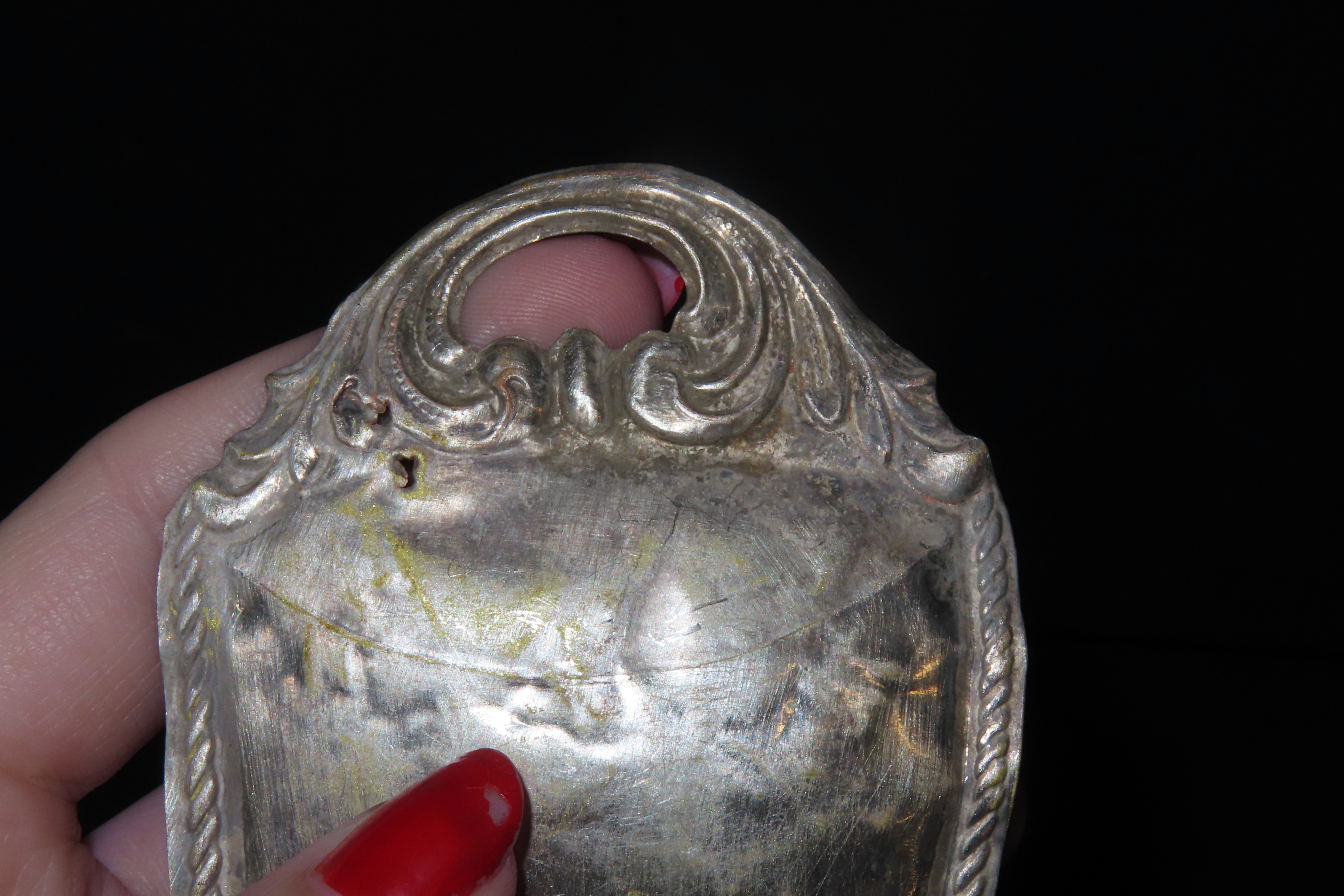 9 1/4" Vintage 1800's Ex Voto Milagro Pendant. Colonial Era Religeous Offerings for Well Being, Healing, or Giving Thanks for a Miracle. Thi