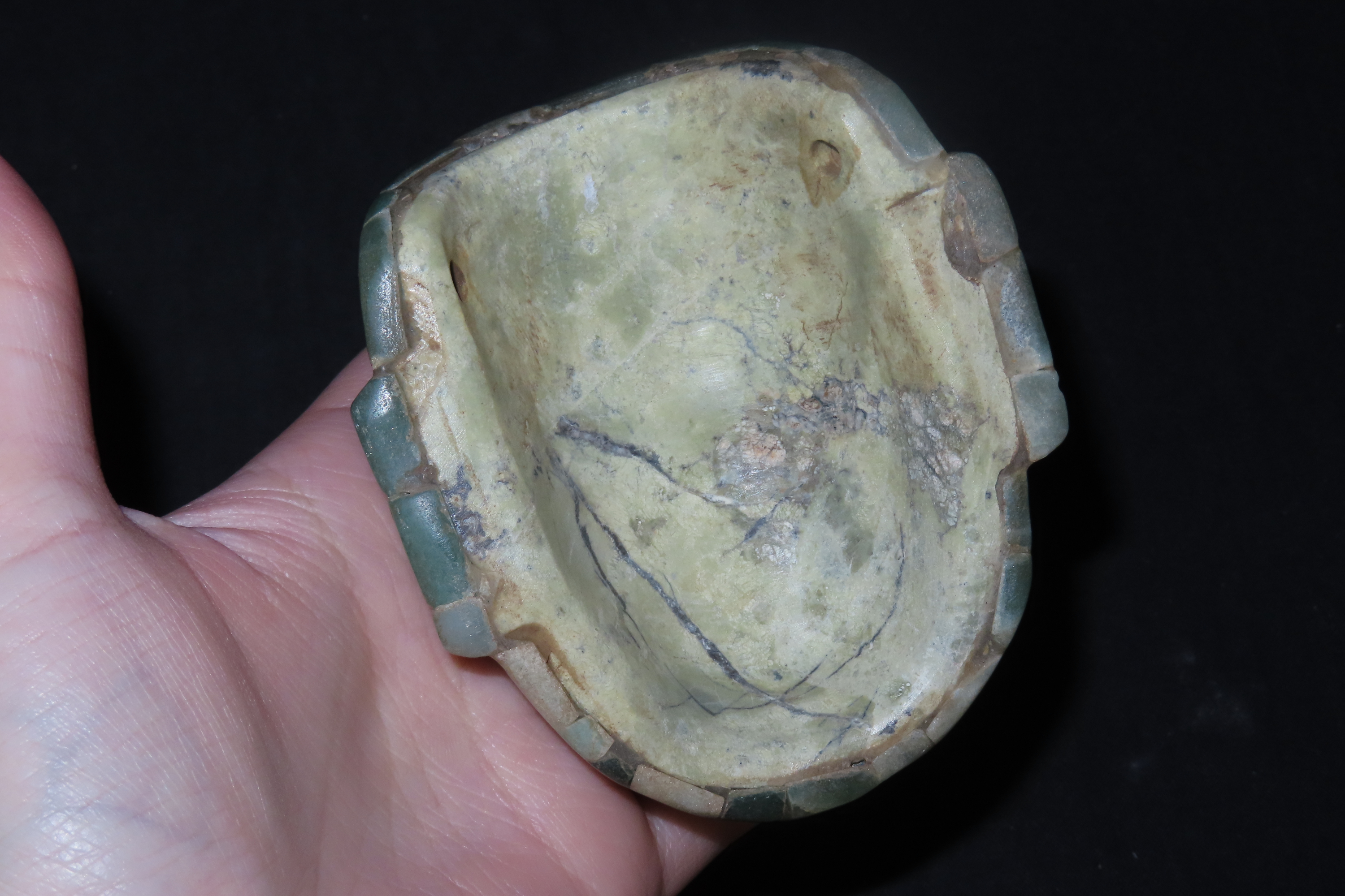 Rare Pre-Columbian Mayan Jade Mosaic Mask found in Guatemala. Motley COA. Ncredible Example. A real work of Art!