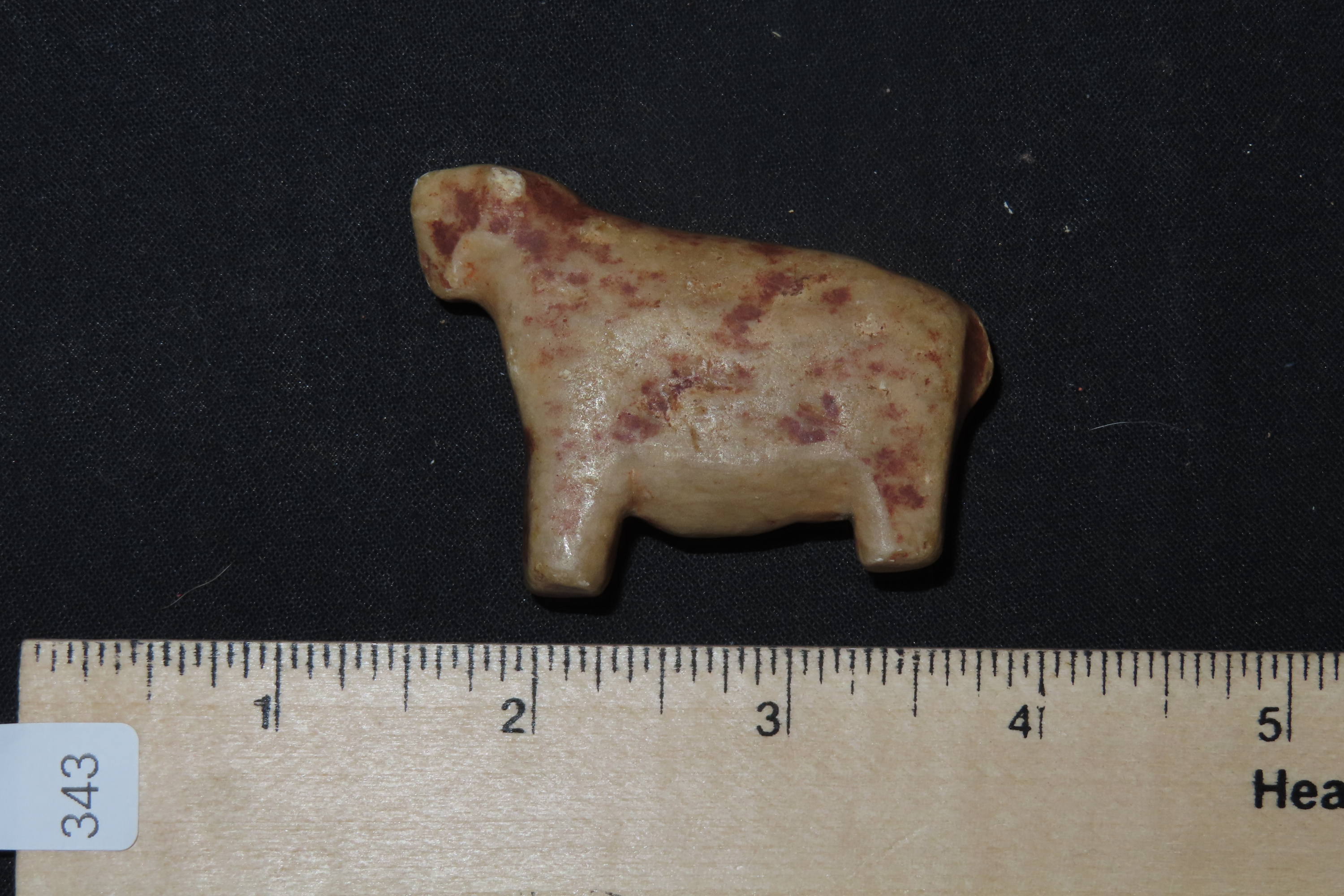 Pre-Columbian Stone Canopa Llama effigy from Peru, Colonial era, Nicely carved details and well patianted example.