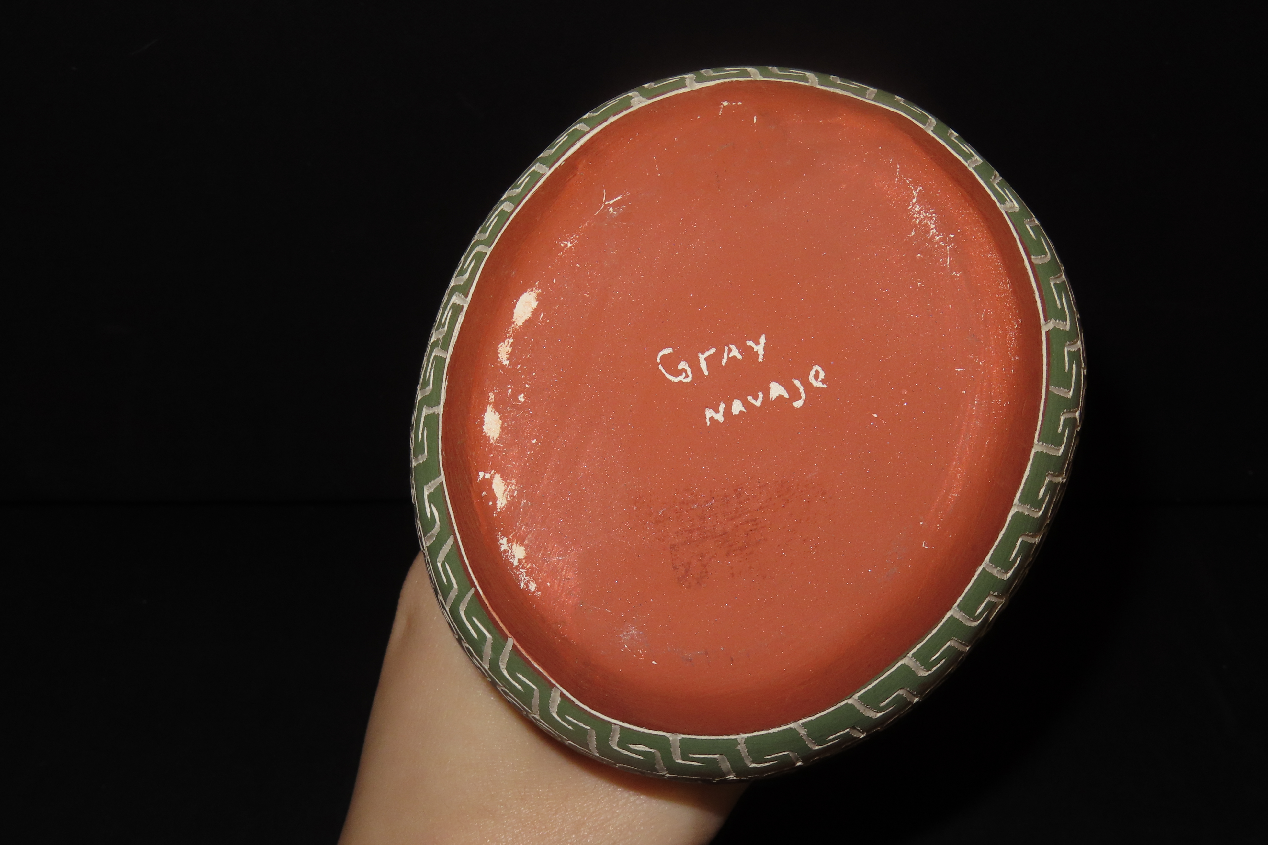 Beautiful Southwest Navajo Indians Pottery Wedding Vase. Original Hand Painted / hand Etched Example. Signed on Bottom.