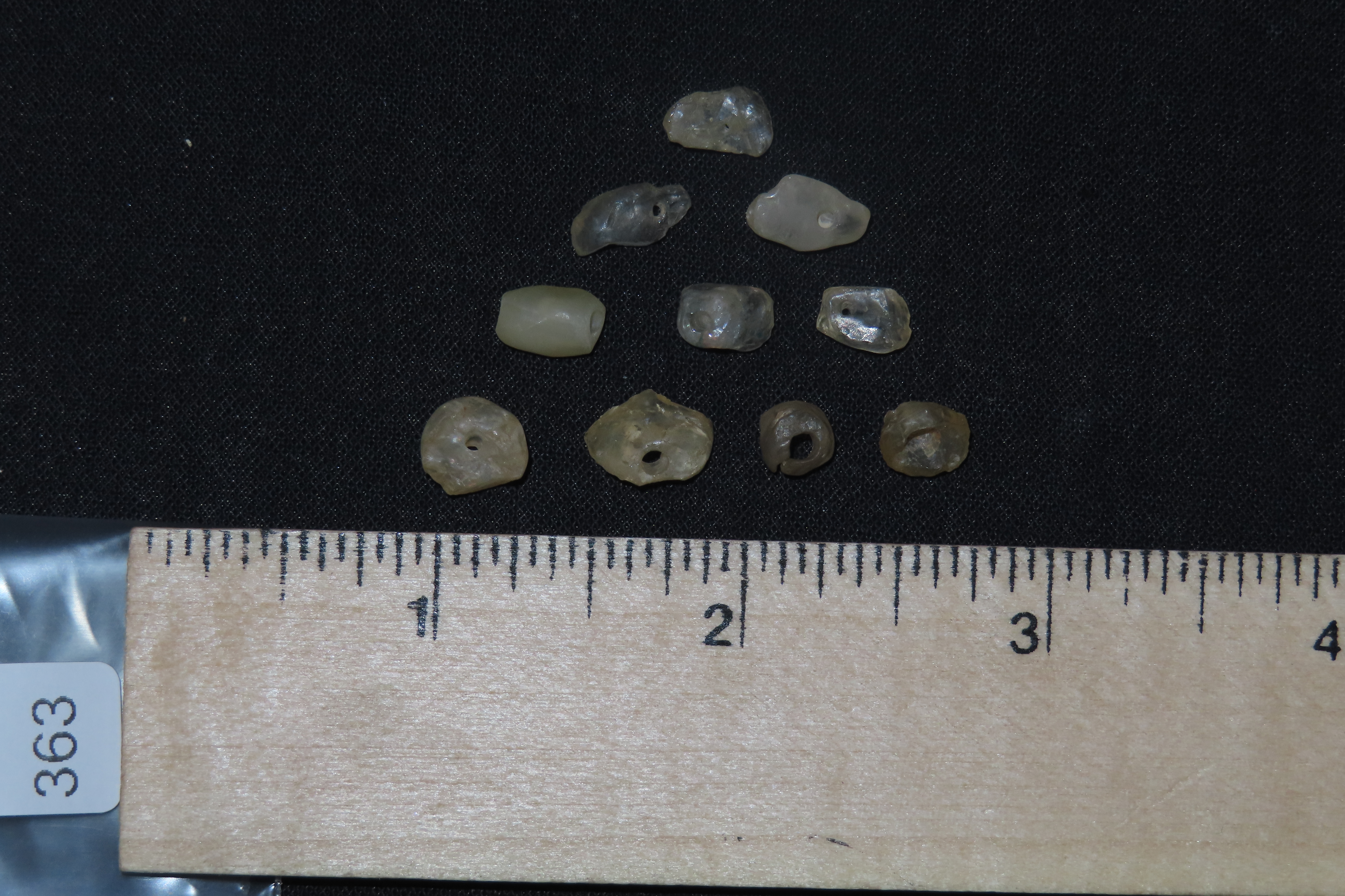 Lot of 10 Pre-Columbian Clear Crystal Quartz Drilled Beads from South America. I can't imagine the time & Patience to make just one, much le