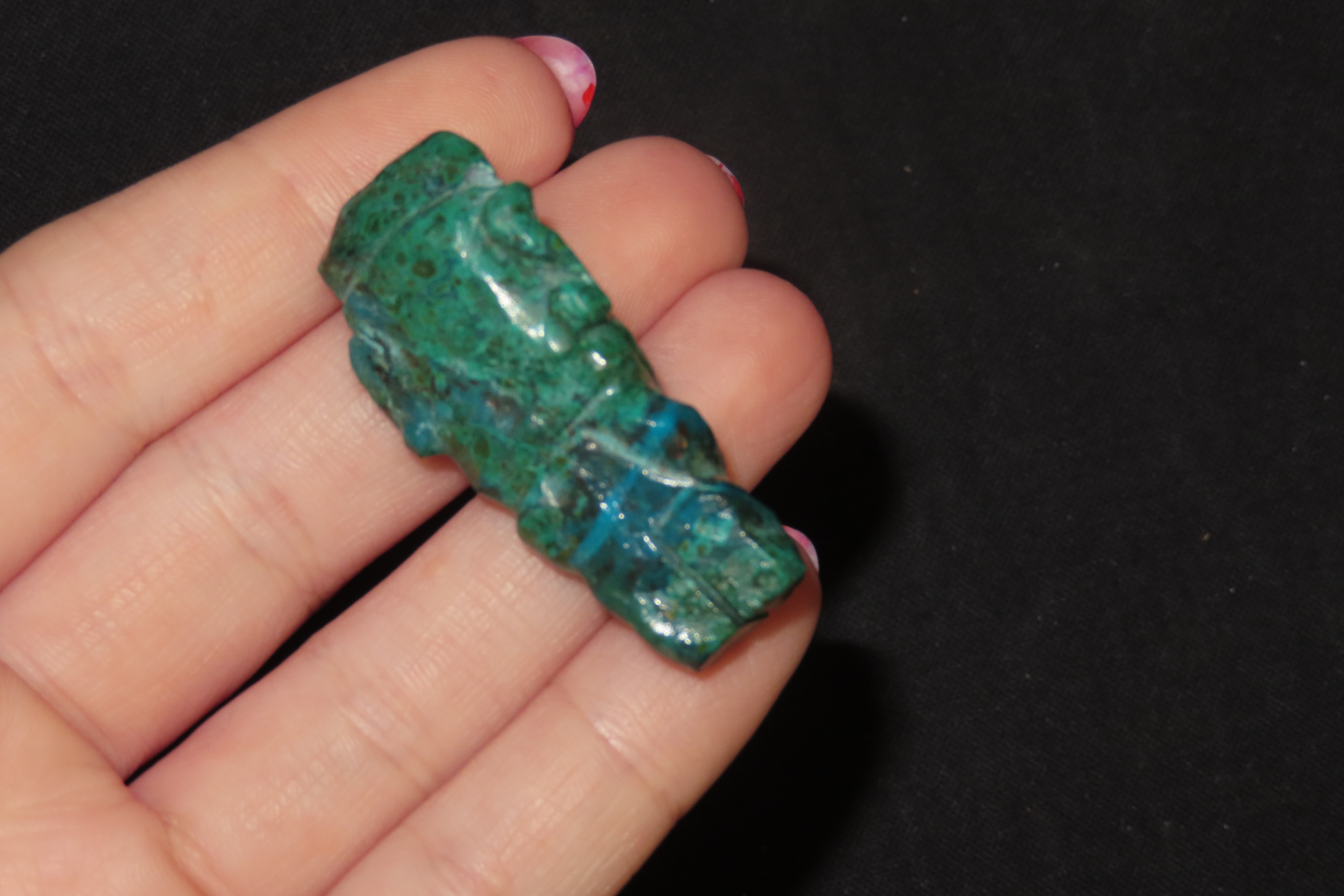 Incredible Pre-Columbian Mayan Jade Human Effigy Pendant, Mexico. Motley COA. Amazing Colors and wonderful Polish. Very detailed features.