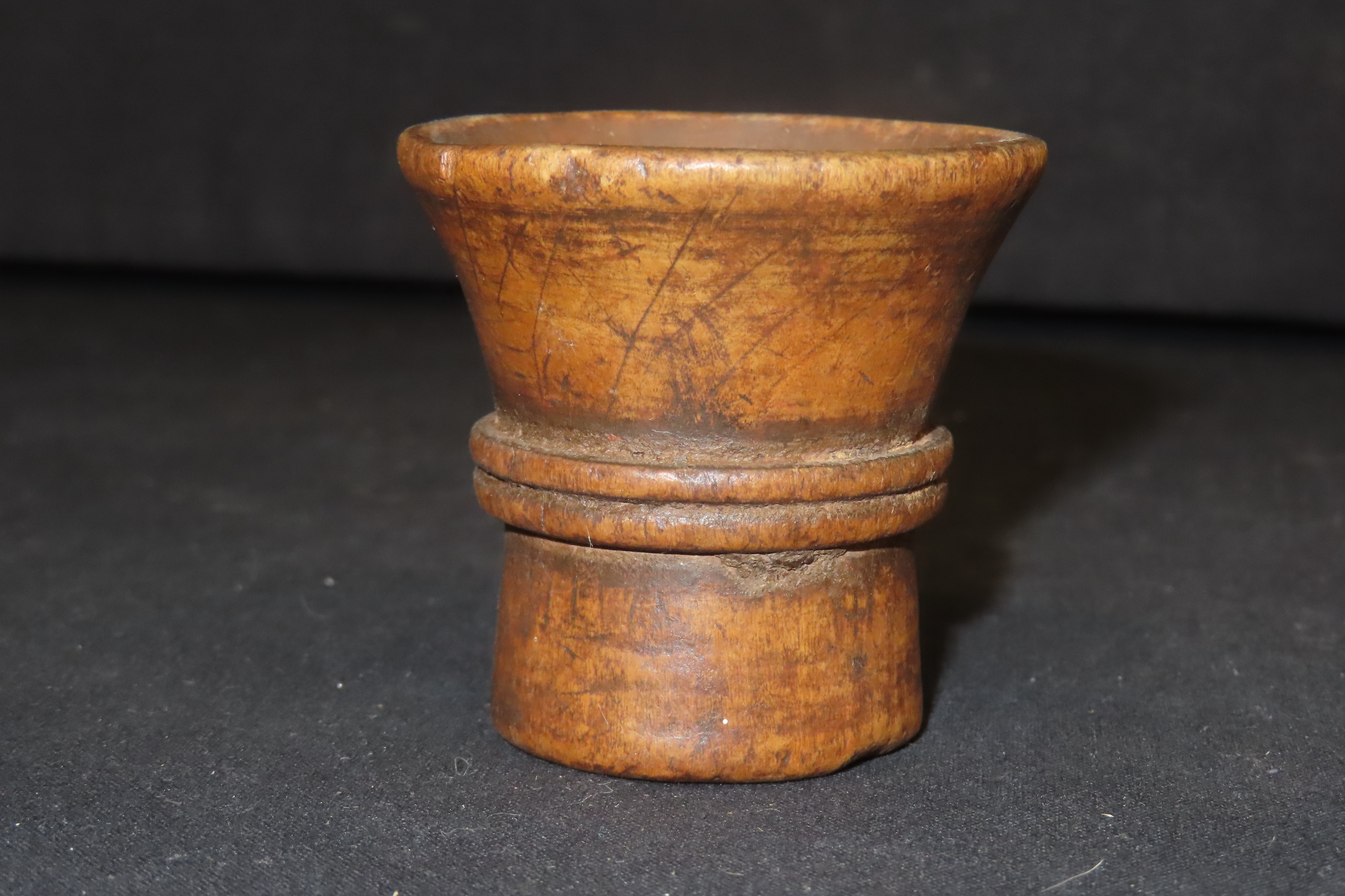 Nice Pre-Columbian Inca Hand Carved Wood Cup / Kero, found in Peru. Drinking Vessel for the black drink.