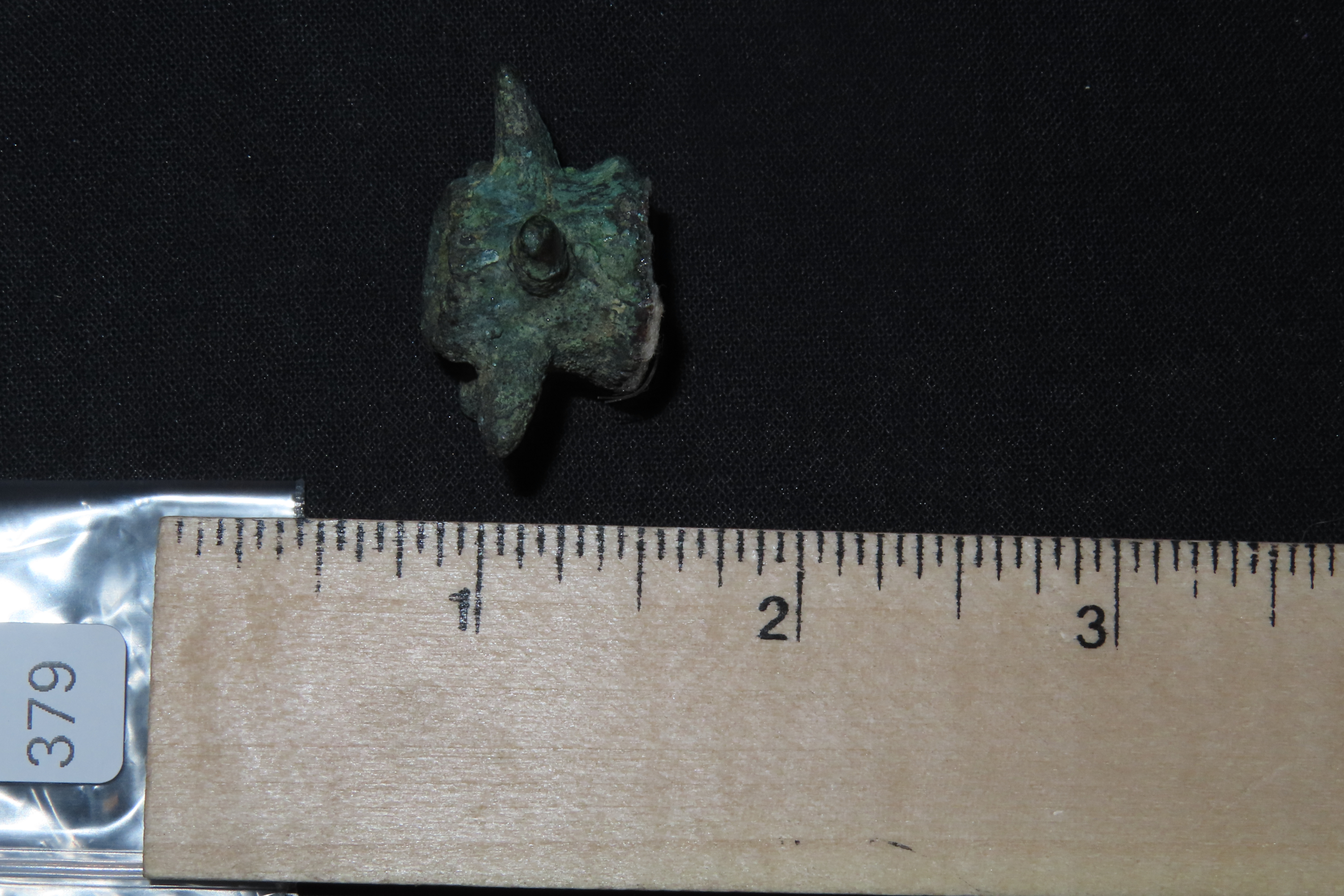 Rare Copper Mace Head Effigy Pendant / Bead. Peru. Nicely detailed example, a nice Miniature example true to form of the larger mace heads.