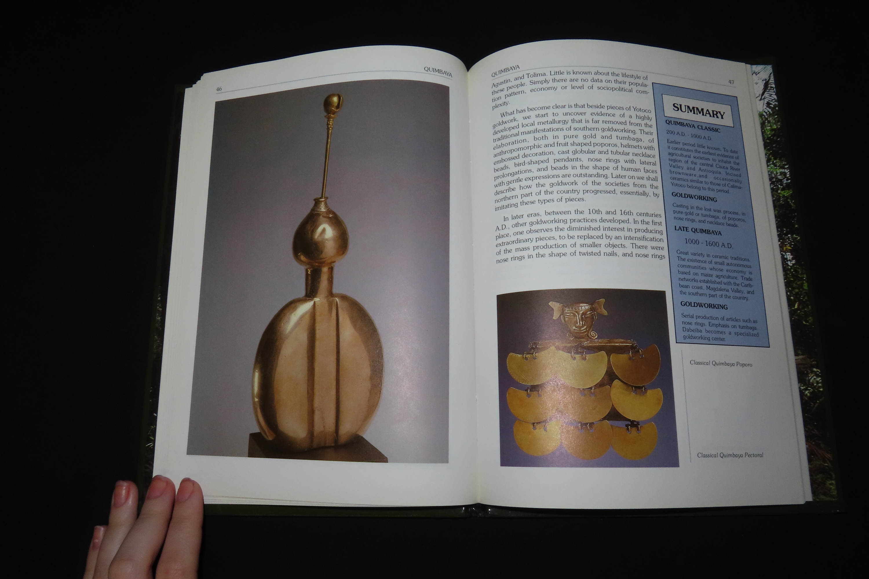 GOLD & PRECOLUMBIAN CULTURES, HARDBACK, 71 PAGES FULL OF PICS AND INFO ON THE GOLDEN RELICS & THE INDIANS THAT MADE THEM