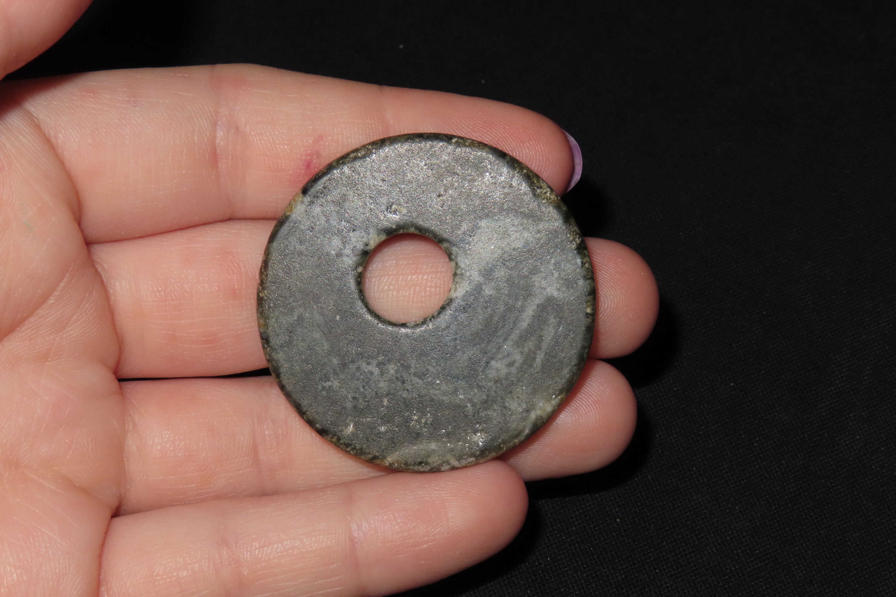 Incredible 1 5/8" Pre-Columbian Mayan Jade Pendant. Semi Translucent, well polished. Nice large example.
