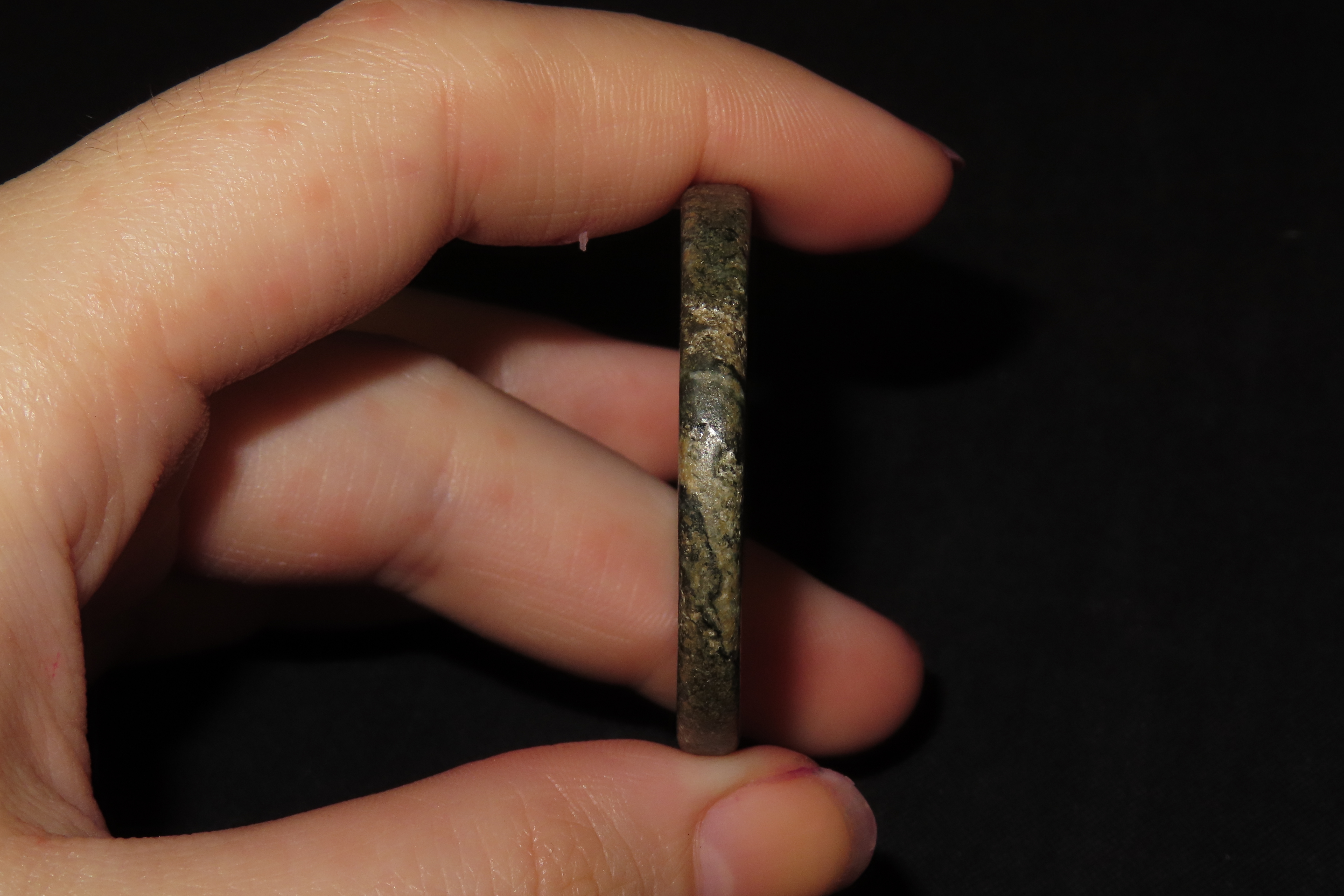 Incredible 1 5/8" Pre-Columbian Mayan Jade Pendant. Semi Translucent, well polished. Nice large example.