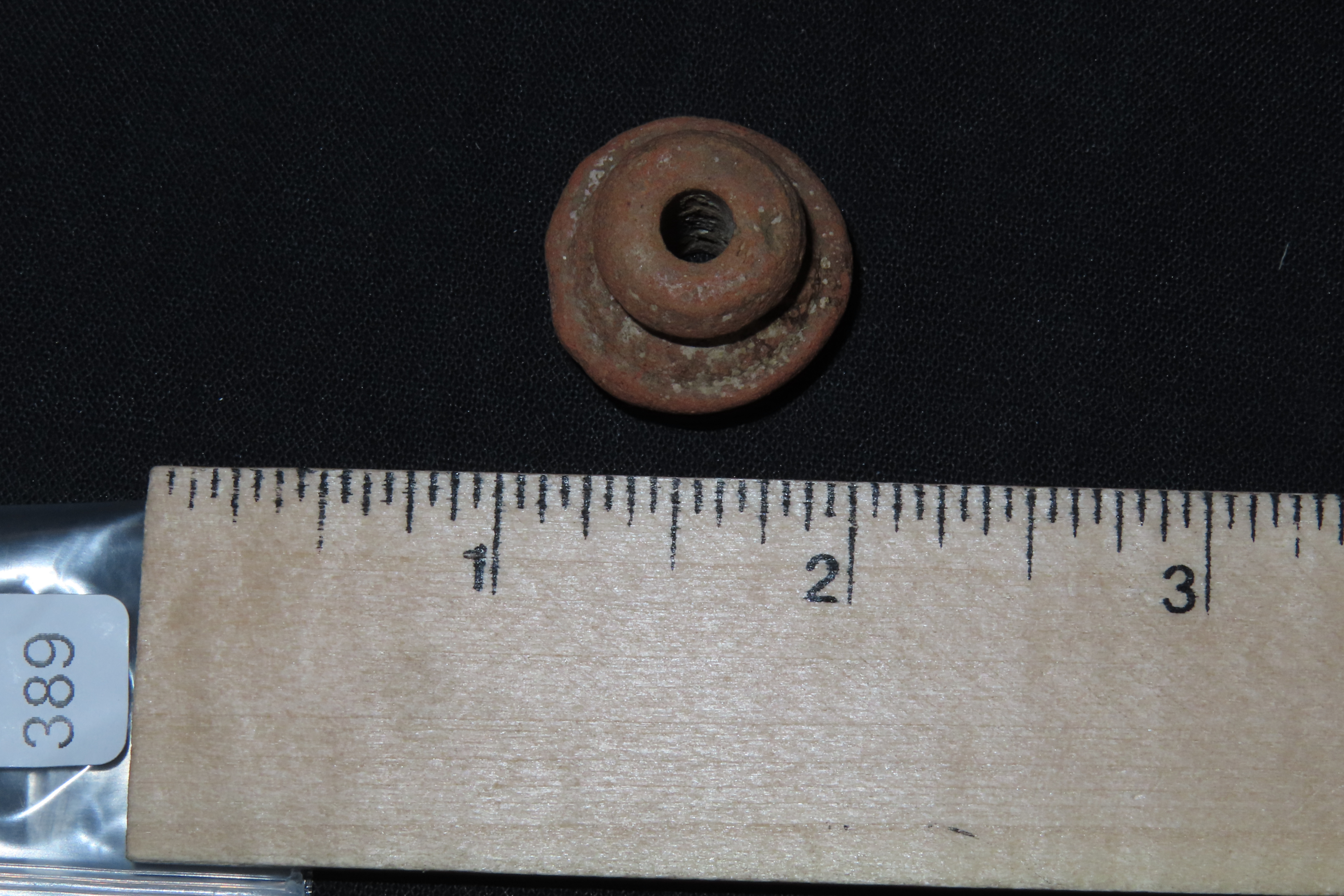 Engraved Pre-Columbian Effigy Clay Bead, Nicely Deigned Example. Mexico.