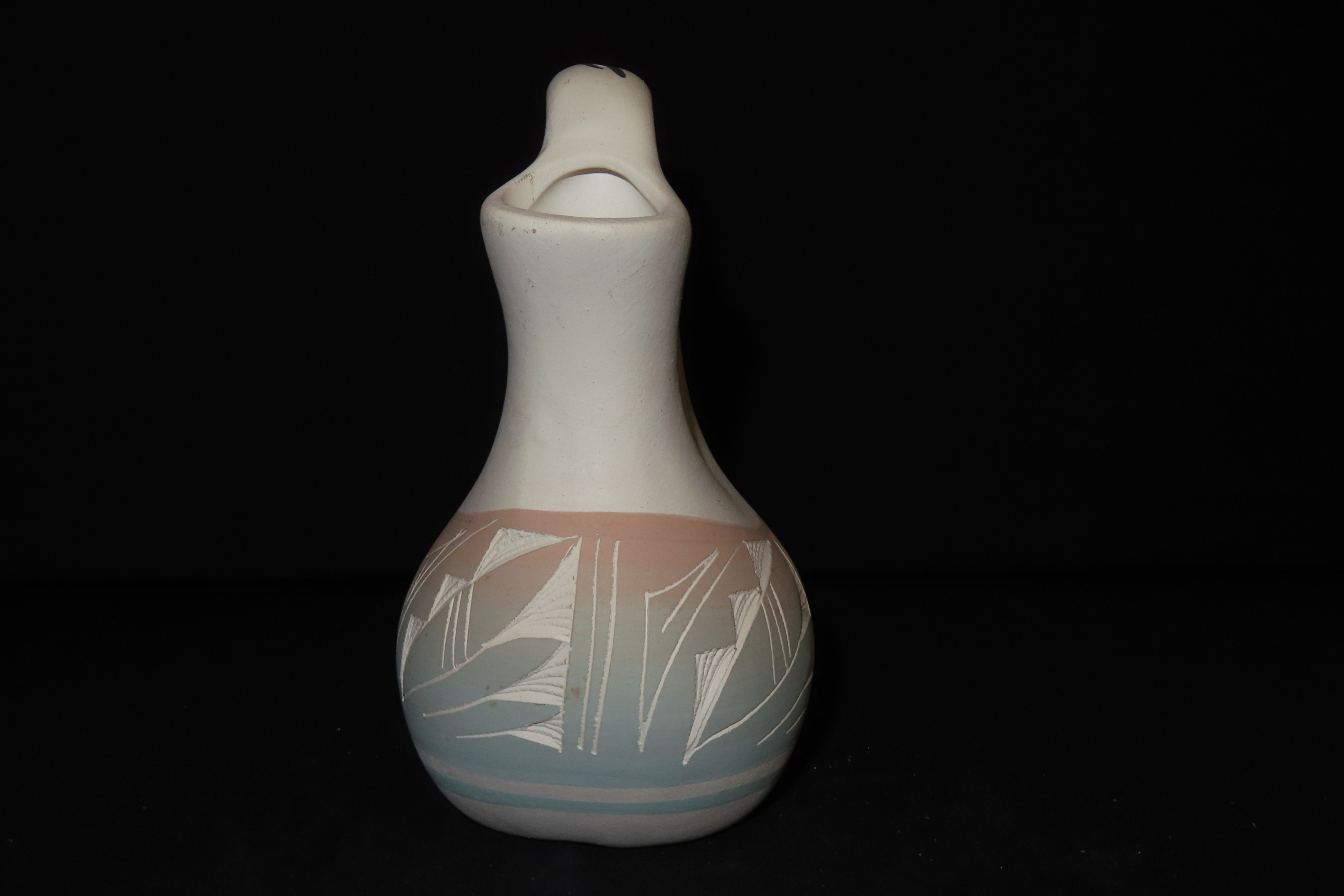 Beautiful Southwest Navajo Indians Pottery Wedding Vase. Original Hand Painted / hand Etched Example. Signed on Bottom.