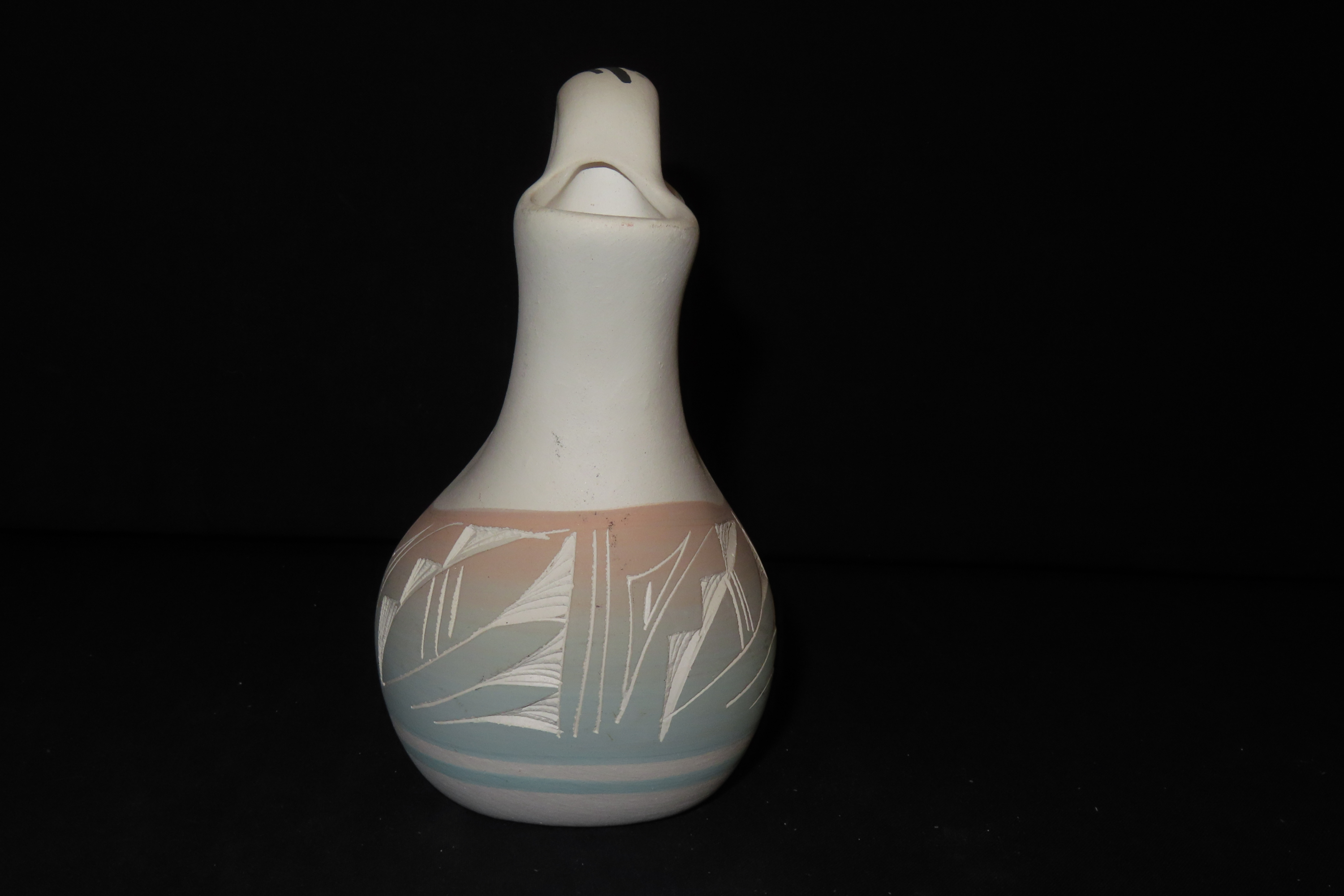 Beautiful Southwest Navajo Indians Pottery Wedding Vase. Original Hand Painted / hand Etched Example. Signed on Bottom.