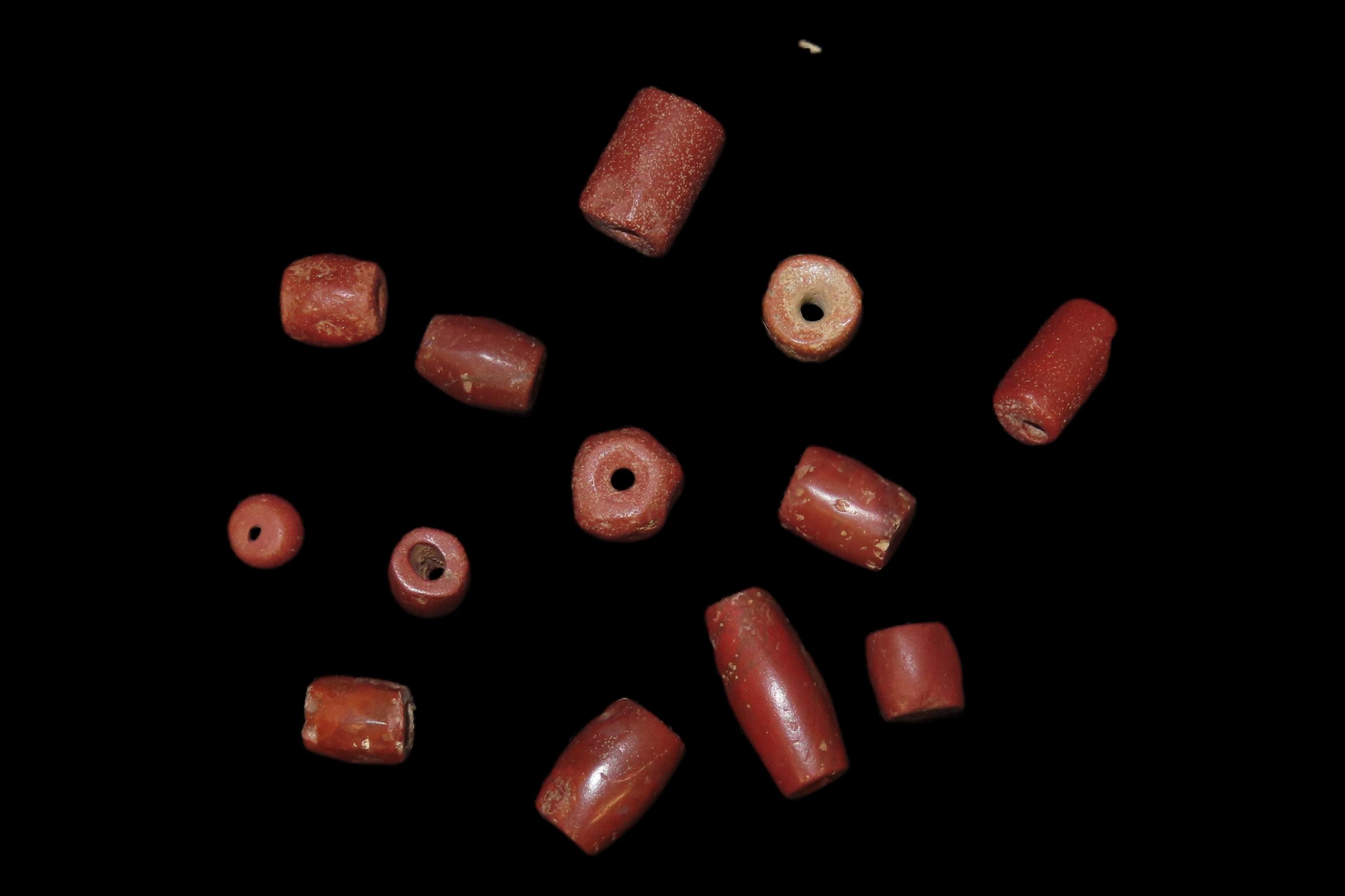 Beautiful Group of Carnelian Agate Tairona Culture Beads from Columbia
