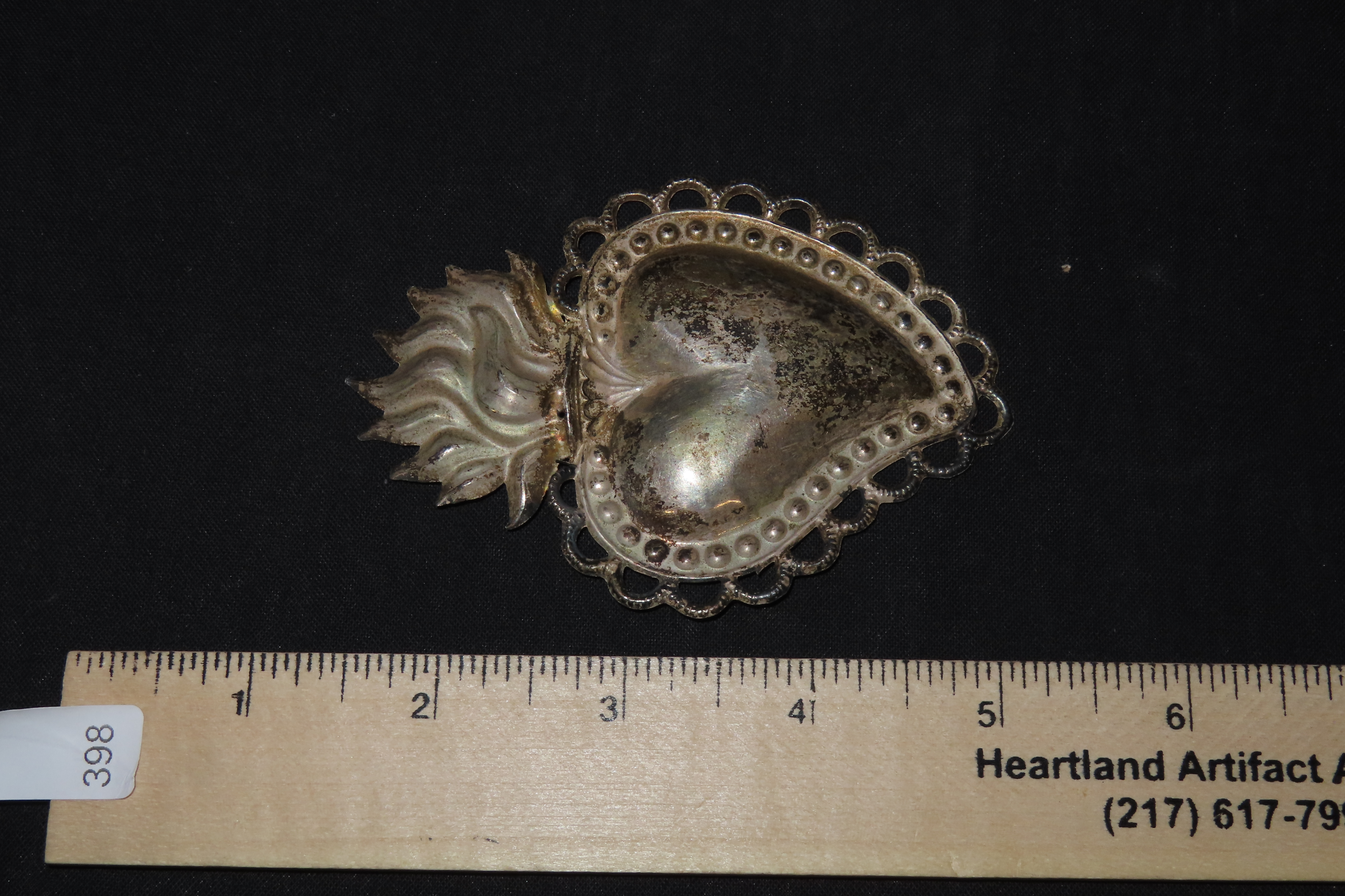 3 7/8" Vintage 1800's Silver Ex Voto Milagro Pendant. Colonial Era Religeous Offerings for Well Being, Healing, or Giving Thanks for a Mirac