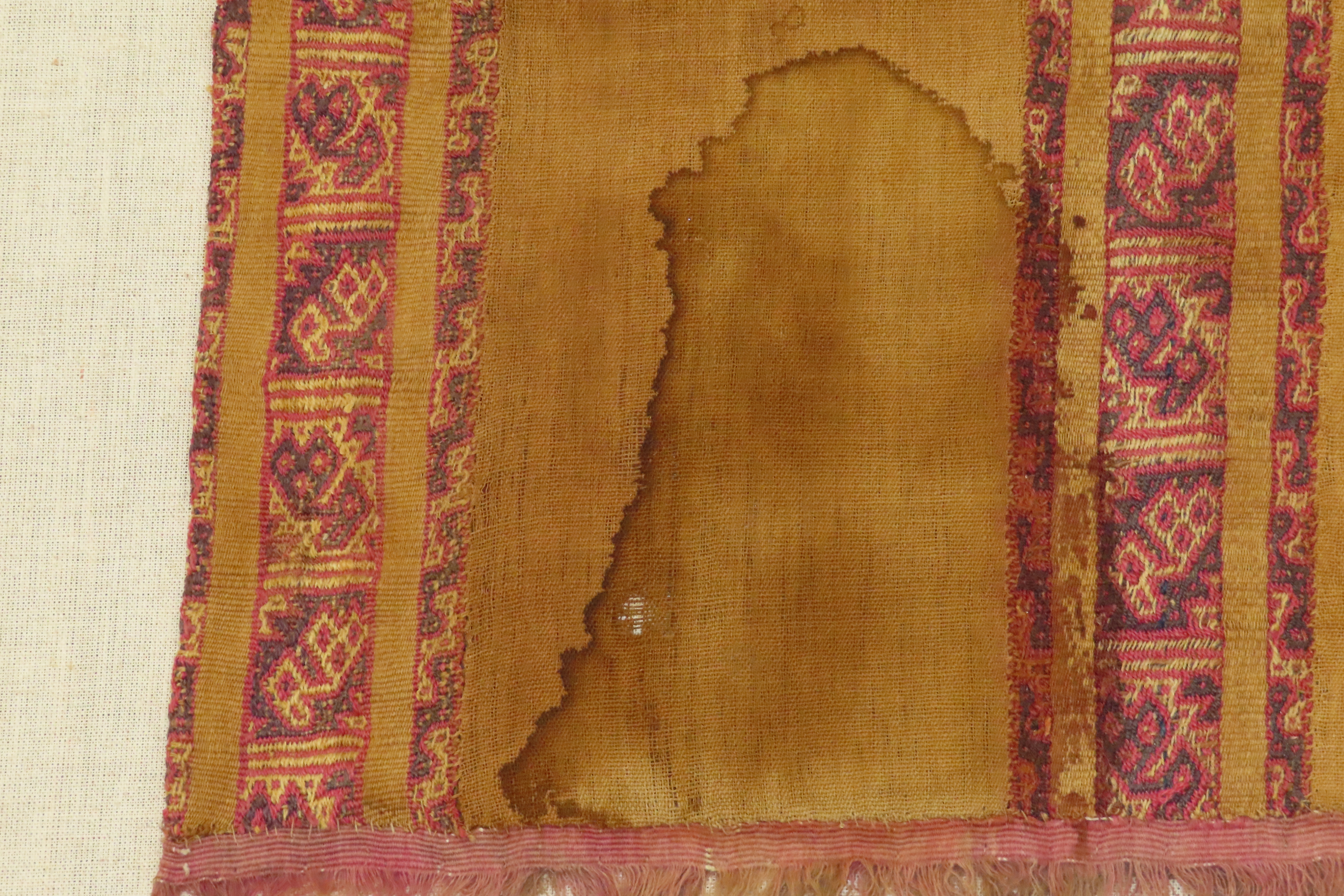 Rare Pre-Columbian Inca / Nazca Original Fabric Shirt, custom mounted on 40" x 31" frame. Nice rare artifact. Recovered in Peru.