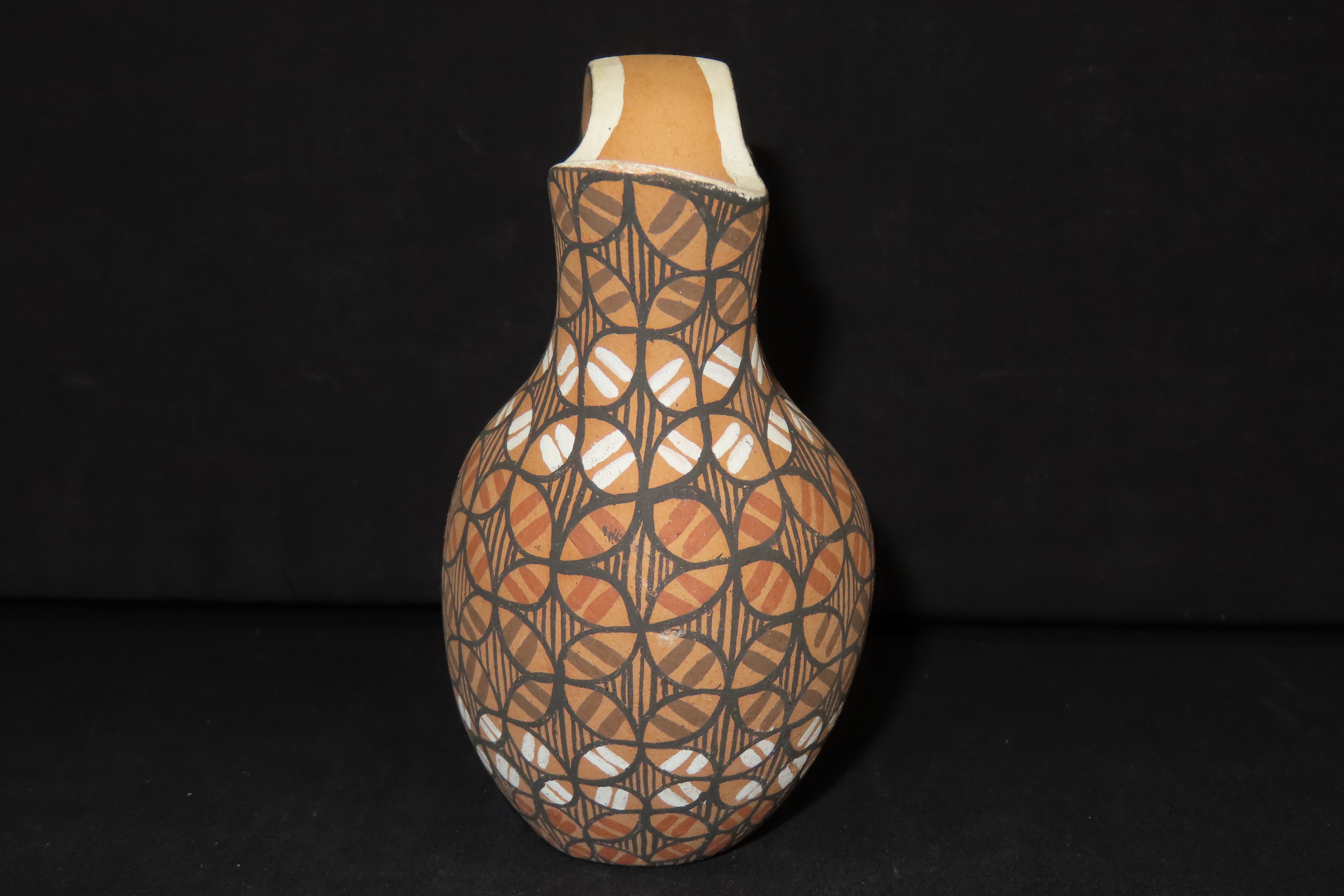 Beautiful Southwest Pueblo / Jemez Indians Pottery Wedding Vase / Jar / Bowl. Original Hand Painted Example. Signed on Bottom.