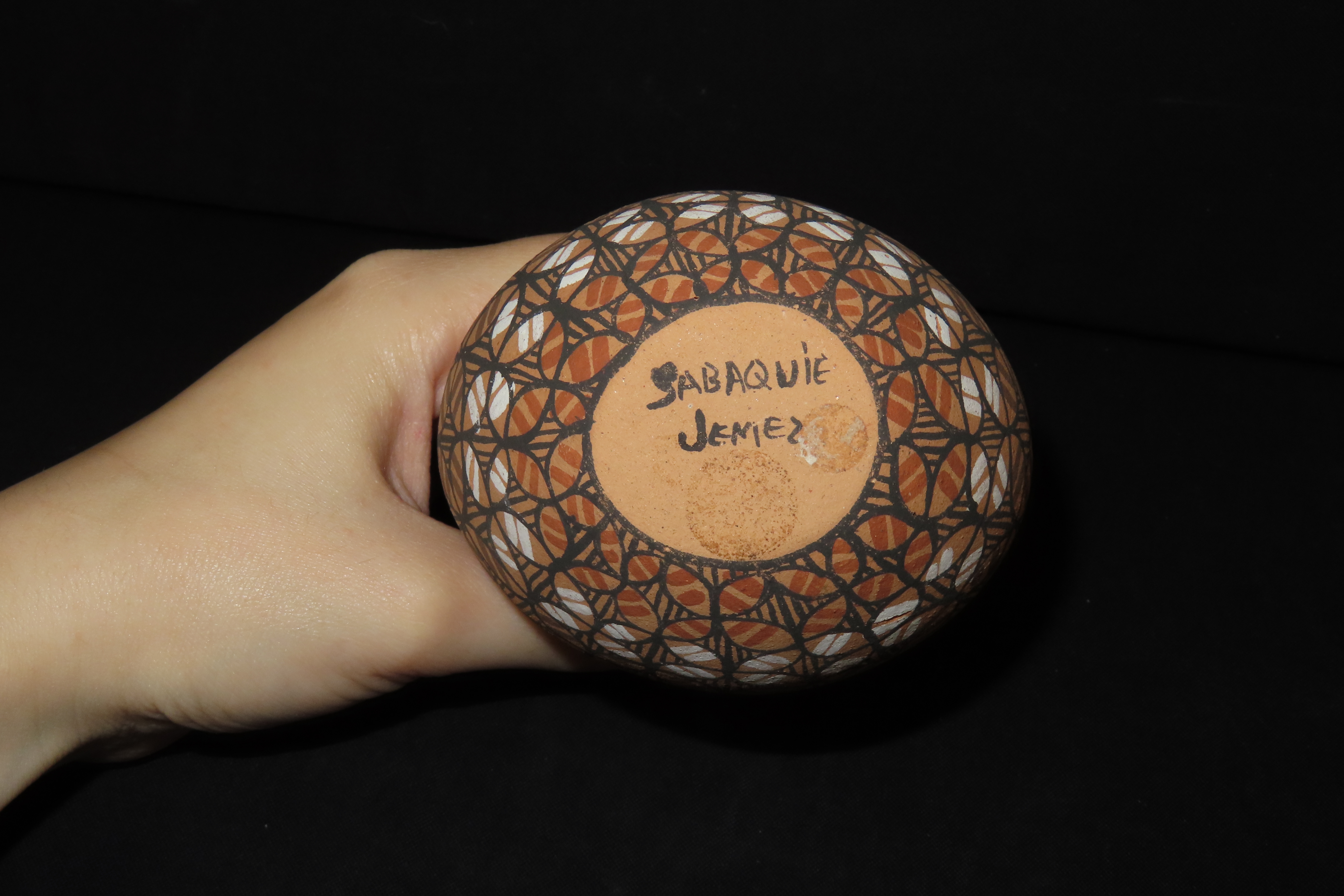 Beautiful Southwest Pueblo / Jemez Indians Pottery Wedding Vase / Jar / Bowl. Original Hand Painted Example. Signed on Bottom.