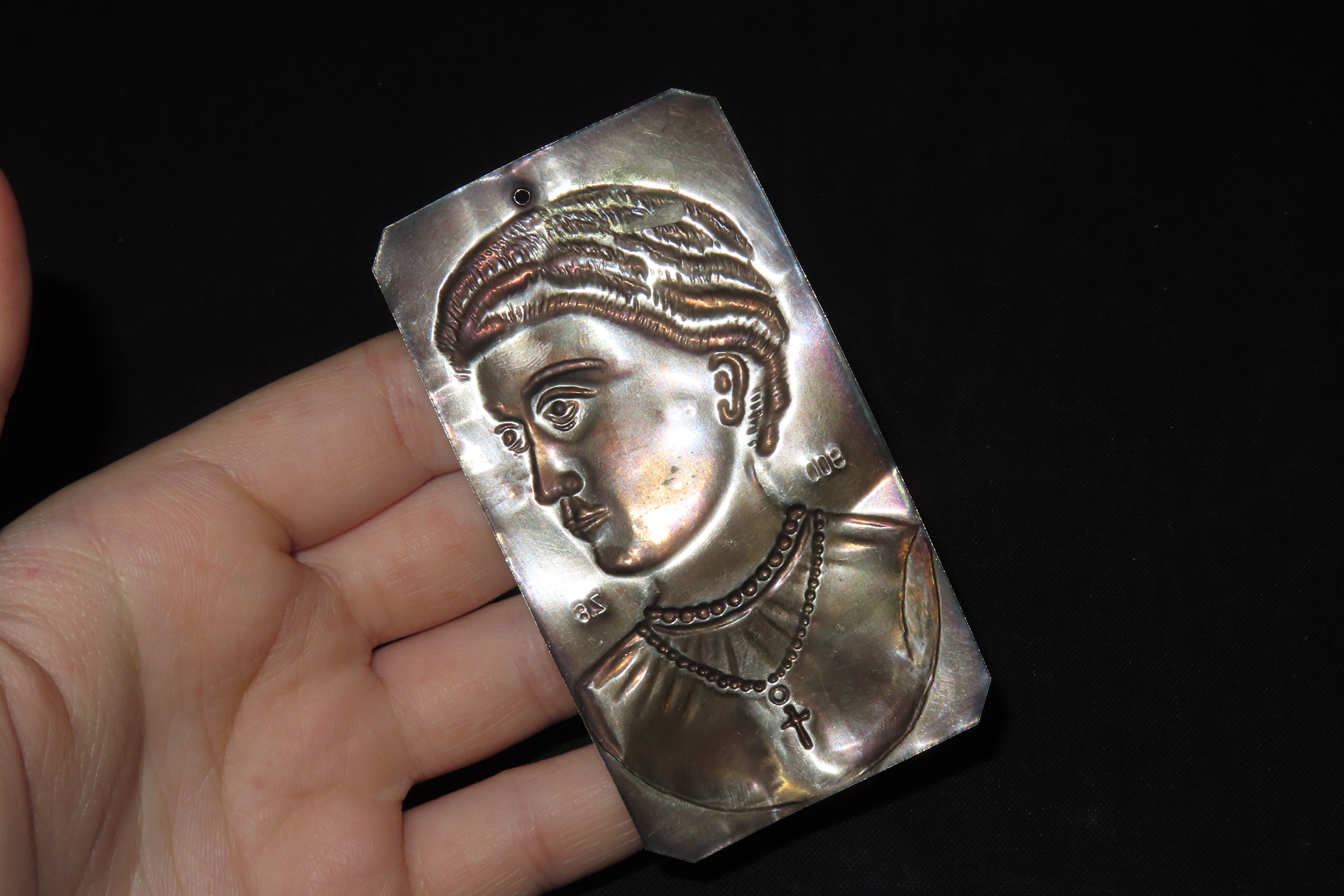 3 3/8" Vintage 1800's Ex Voto Milagro Pendant. Colonial Era Religeous Offerings for Well Being, Healing, or Giving Thanks for a Miracle. Thi