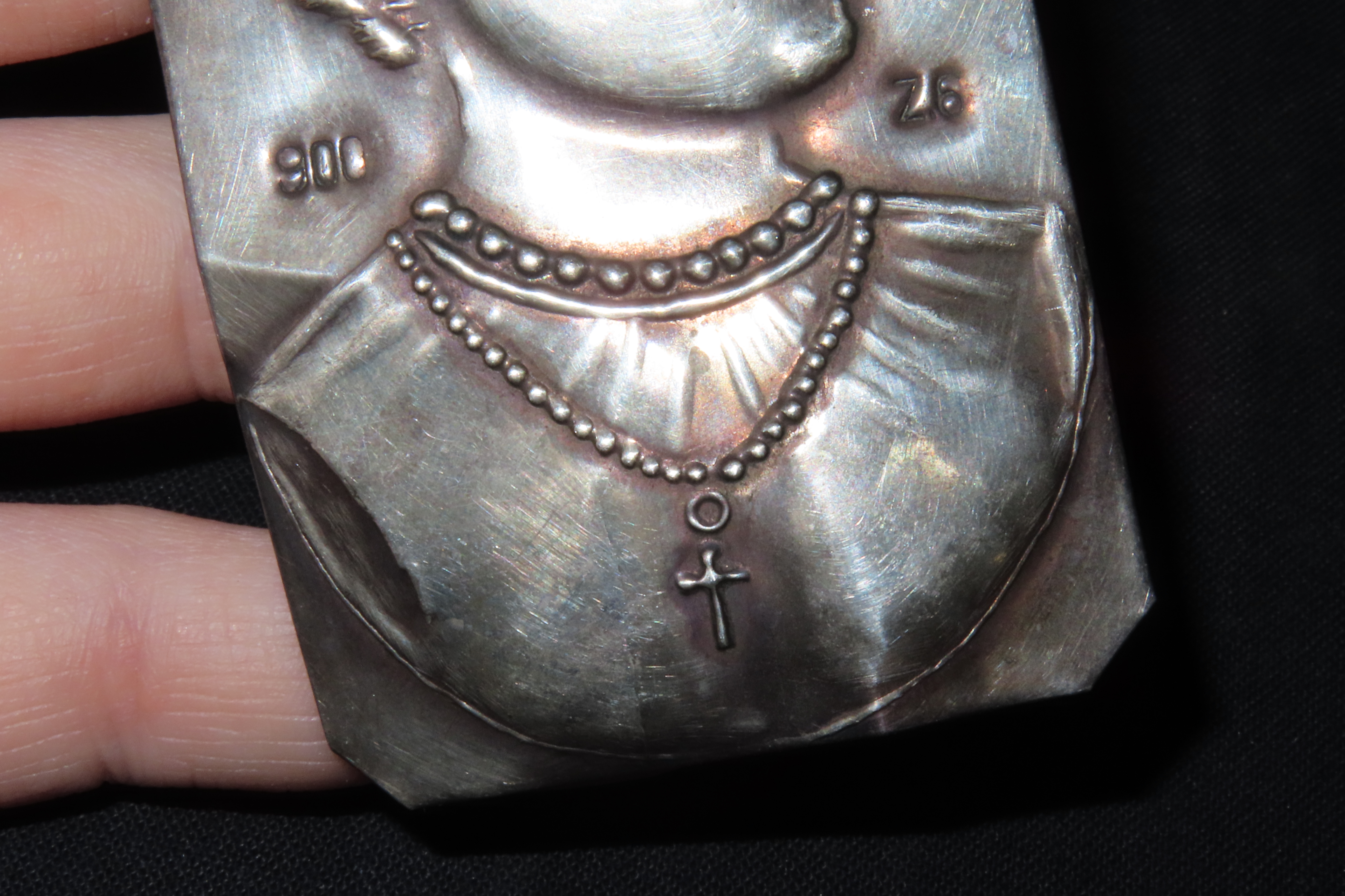 3 3/8" Vintage 1800's Ex Voto Milagro Pendant. Colonial Era Religeous Offerings for Well Being, Healing, or Giving Thanks for a Miracle. Thi
