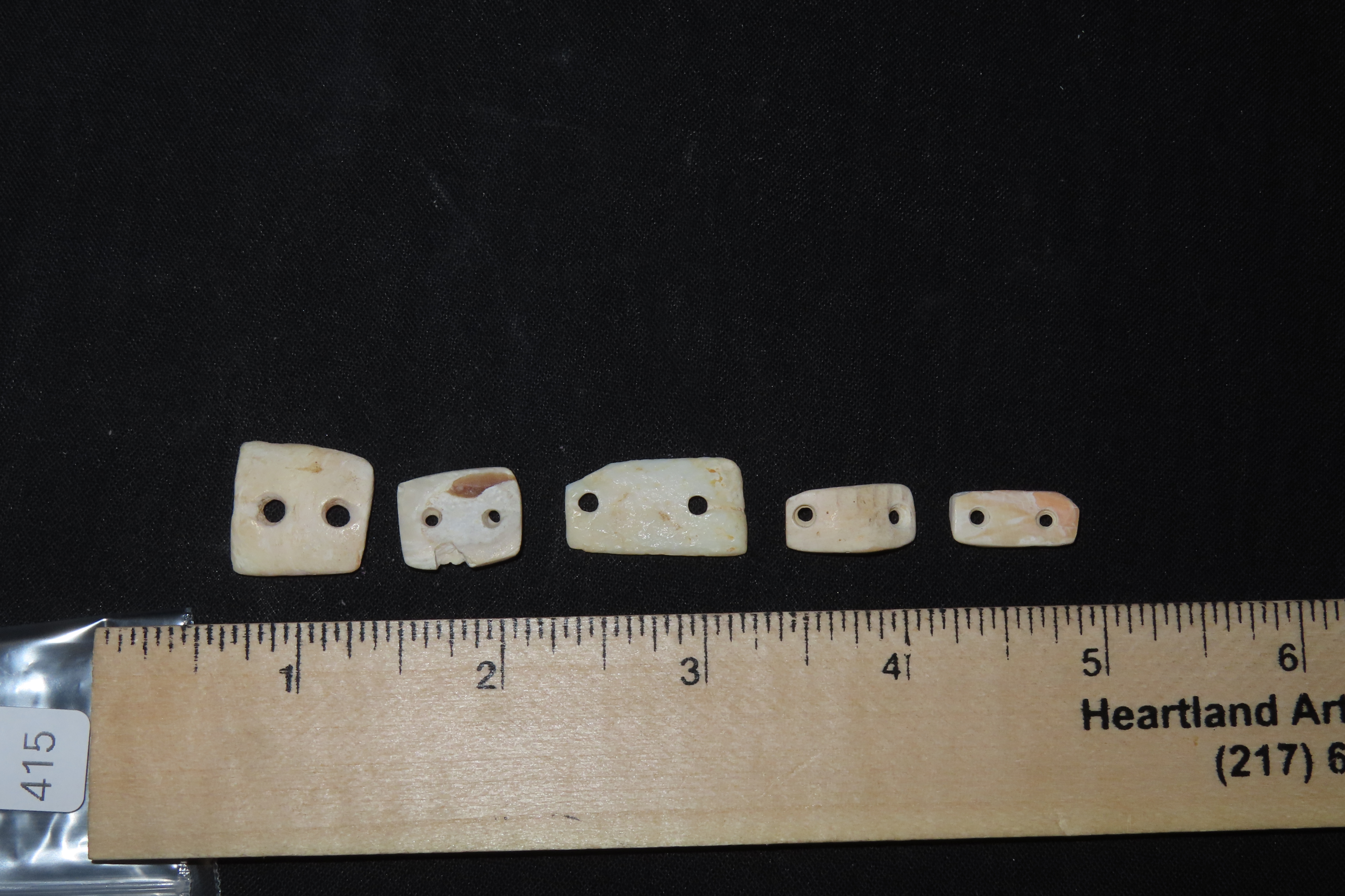 Lot of 5 Pre-Columbian Drilled Shell Gorgets / Pendants / Beads found in Mexico.