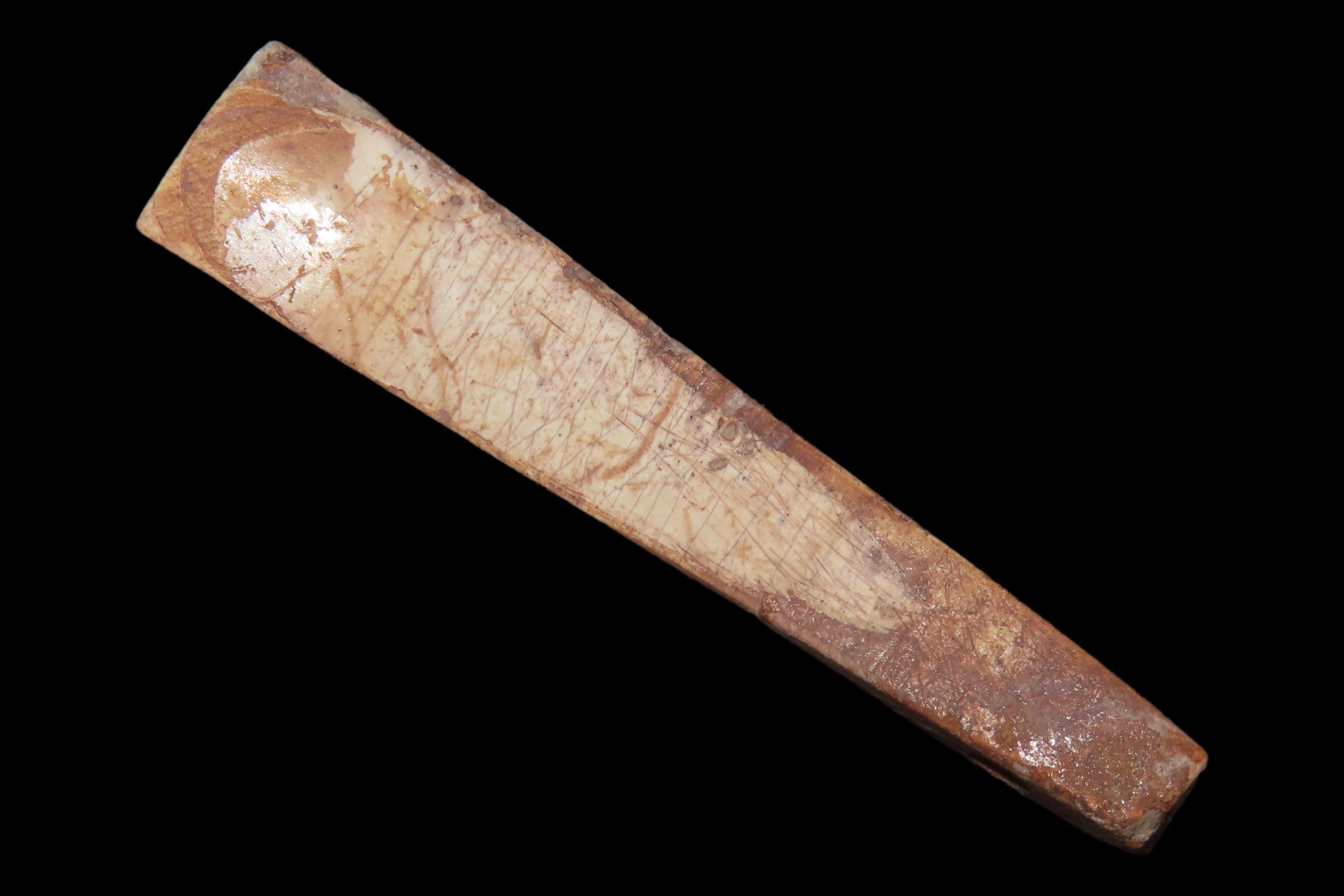 Amazing Pre-Columbian Drilled Shell Pendant. Highly Polished with squared edges. Well Patinated example. Found in Mexico.