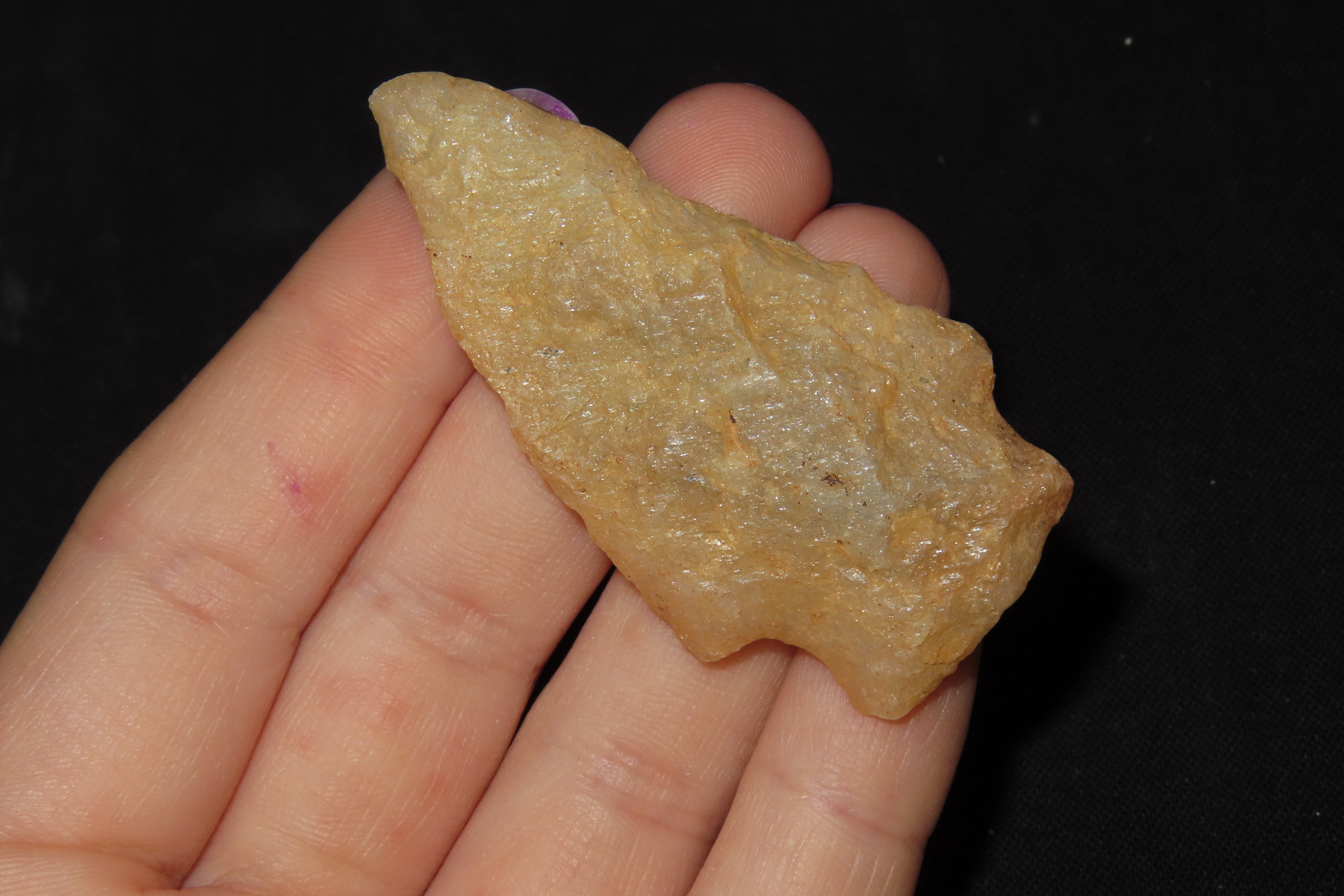 2 1/4" Translucent Quartz Halifax found in North Carolina. Indian Arrowhead, Artifact.