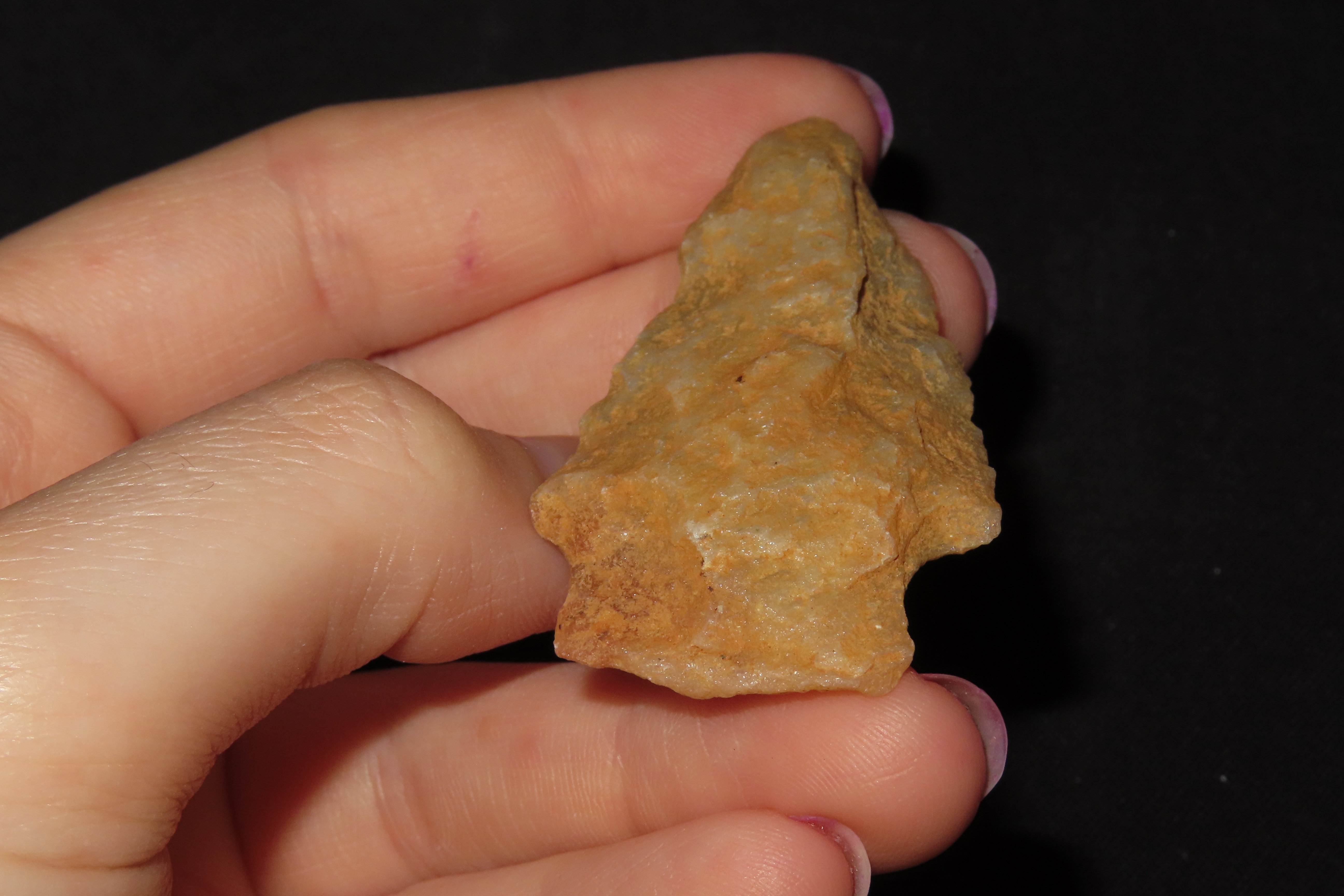 2 1/4" Translucent Quartz Halifax found in North Carolina. Indian Arrowhead, Artifact.