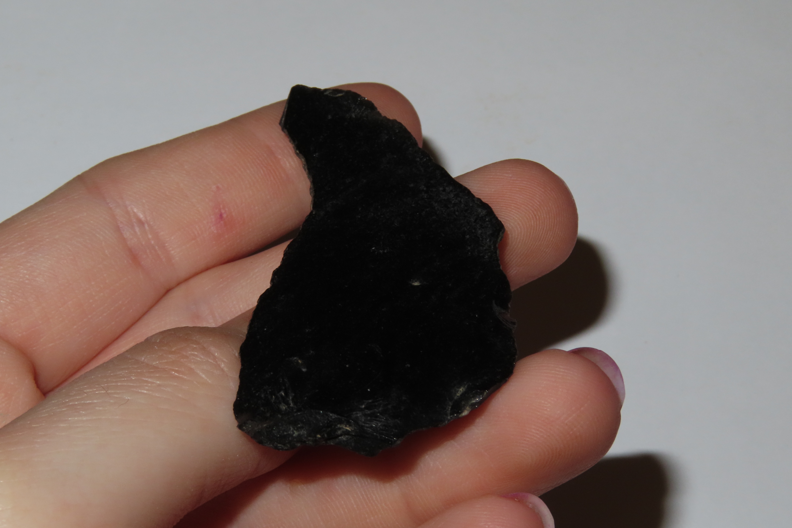 2 3/8" Paleo Crescent Knife found in the Black Rock Desert, Nevada. Well patinated Obsidian Indian Arrowhead, Artifact.